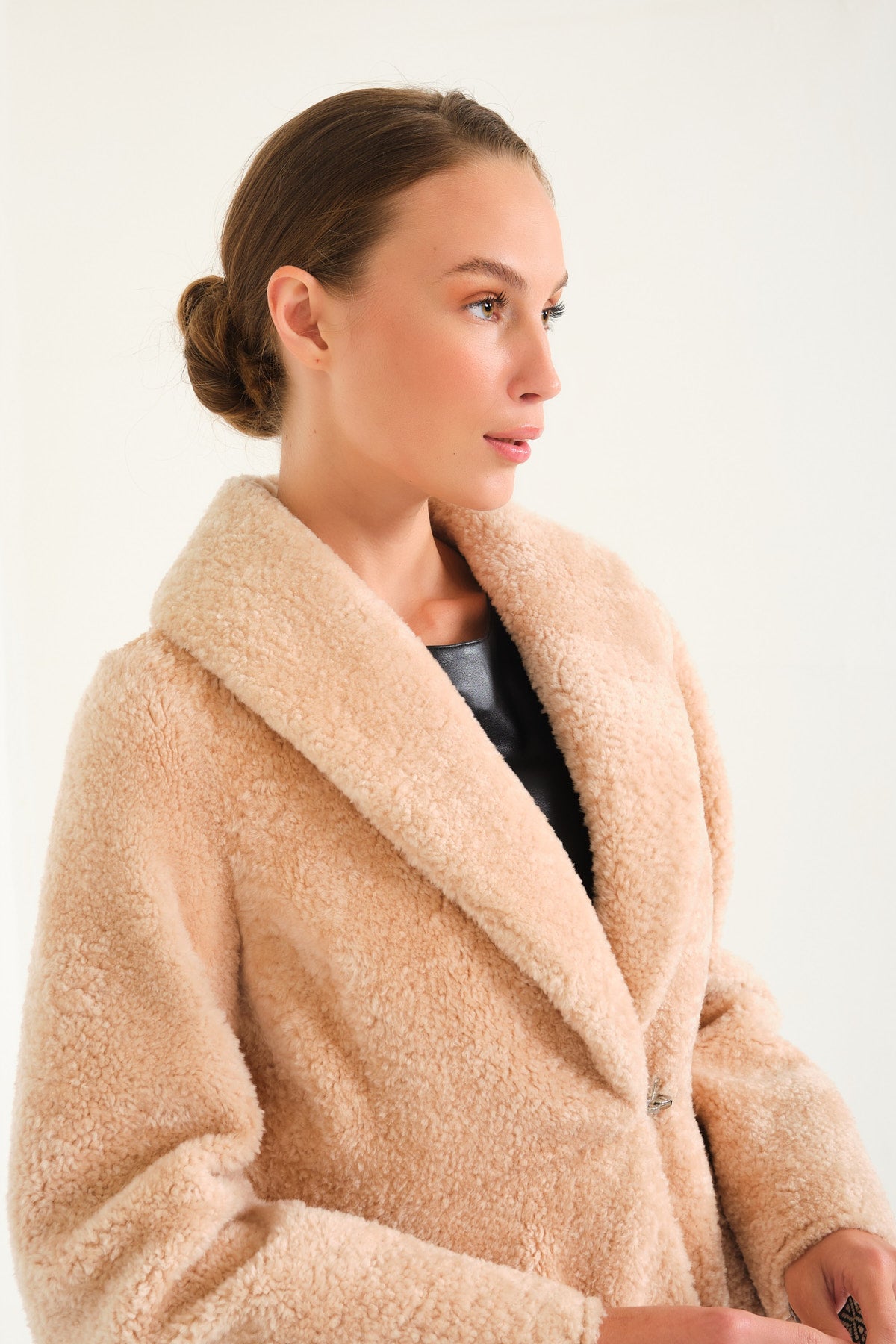 Powder Pink Long Shearling Coat