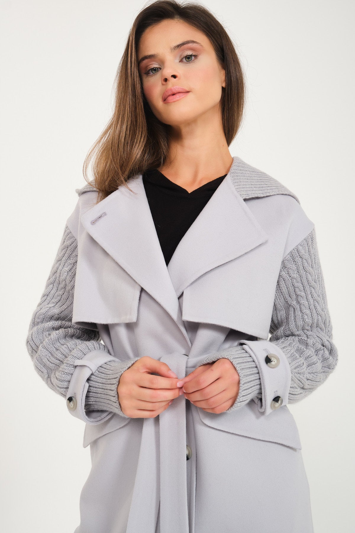 Ice Grey Wool Long Coat