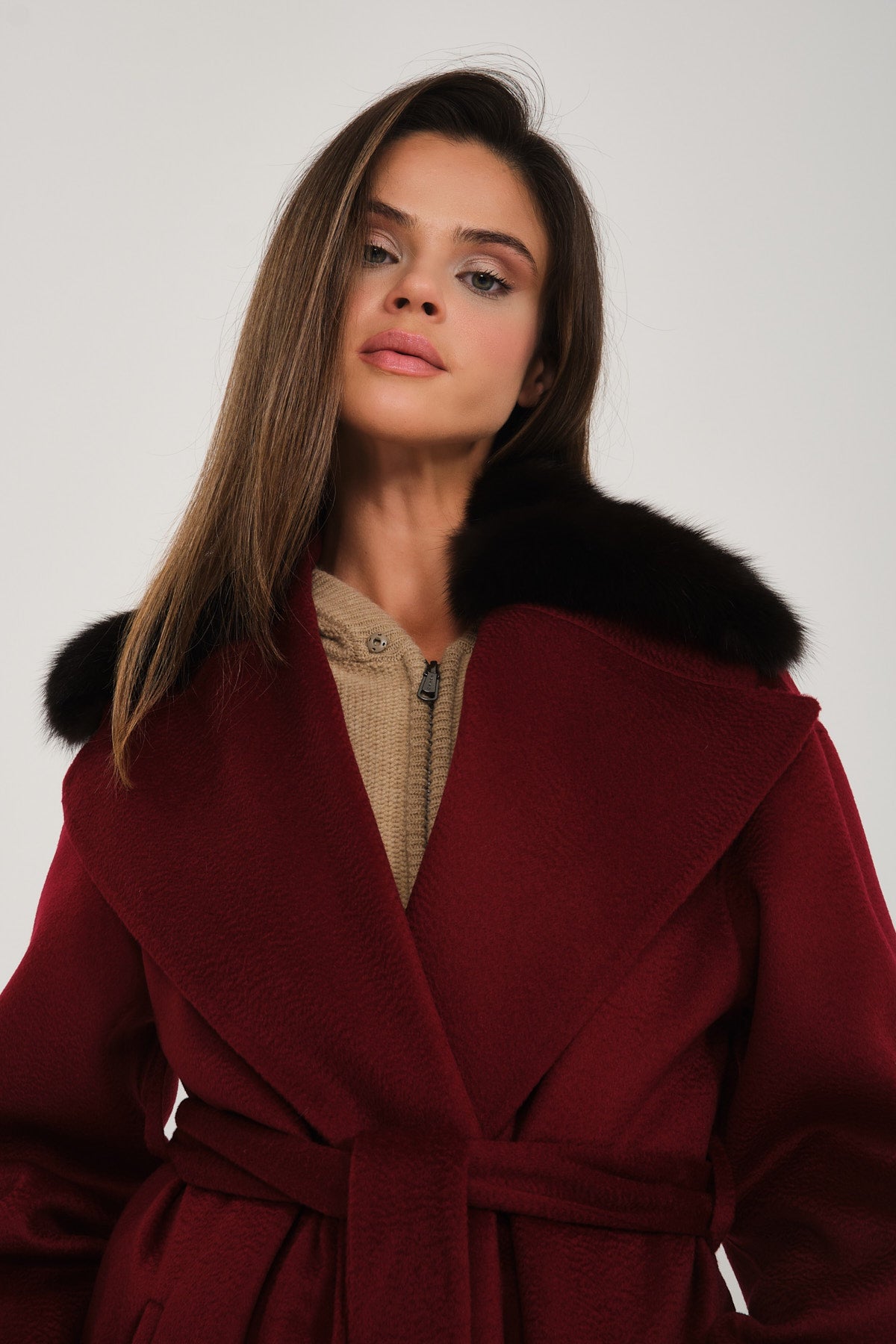 Burgundy Wool Long Coat
