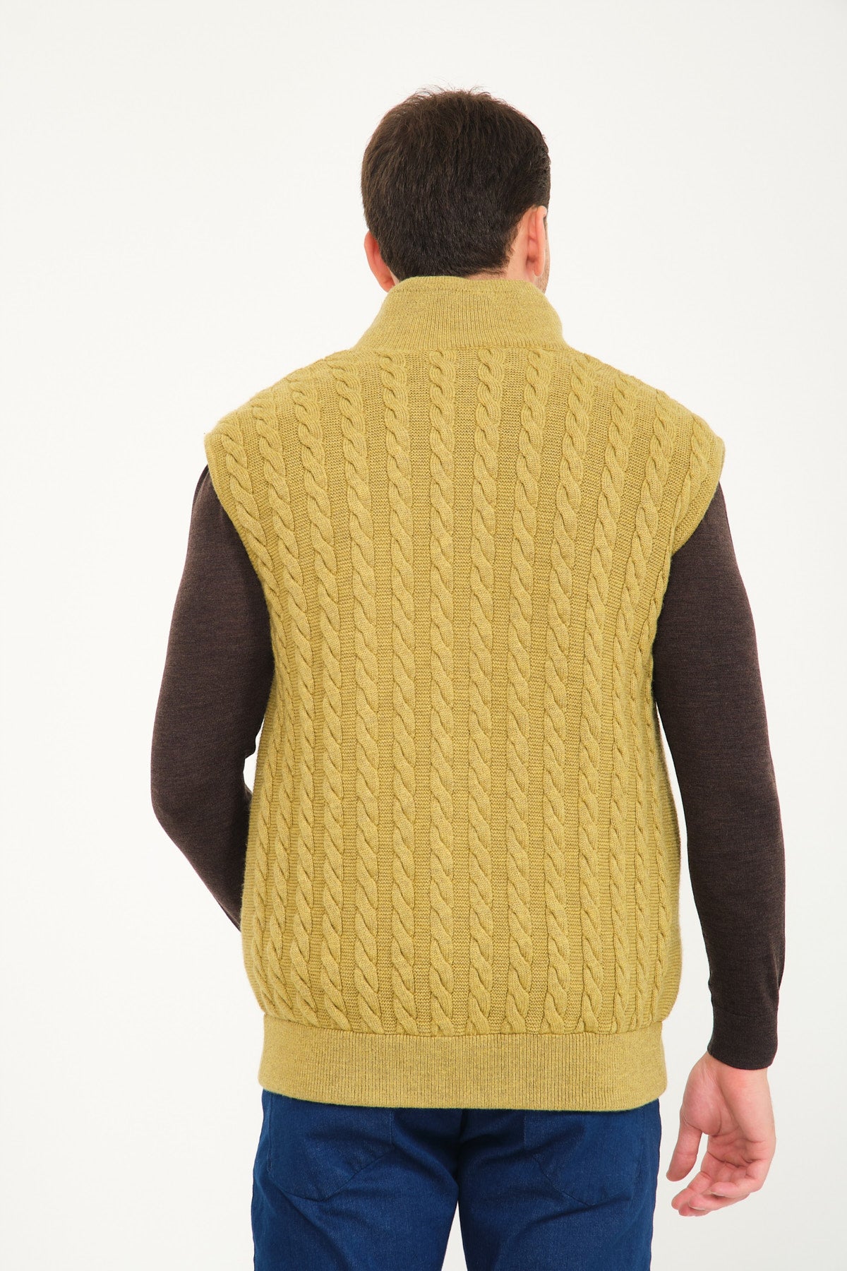 Pistachio Green Wool & Rex Fur Knit Vest