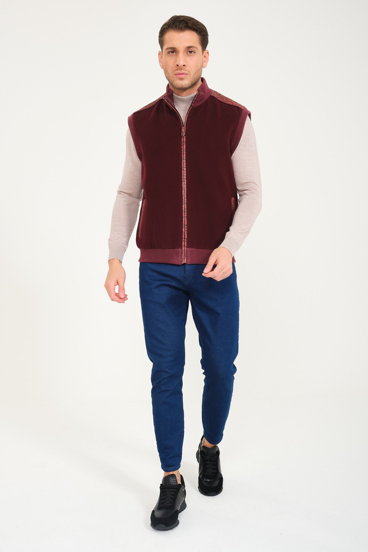 Burgundy Cashmere / Python Leather Vest