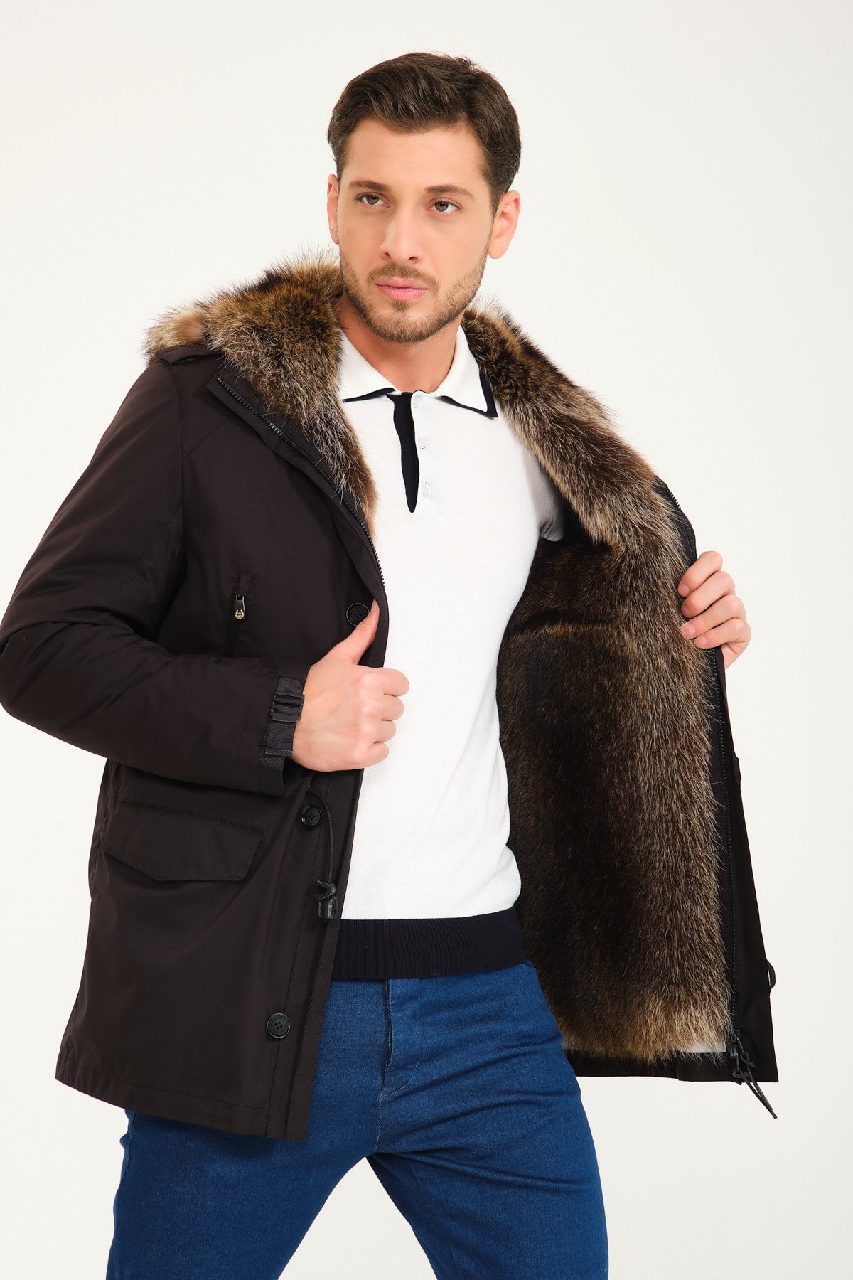 Black Waterproof & Raccoon Fur Coat