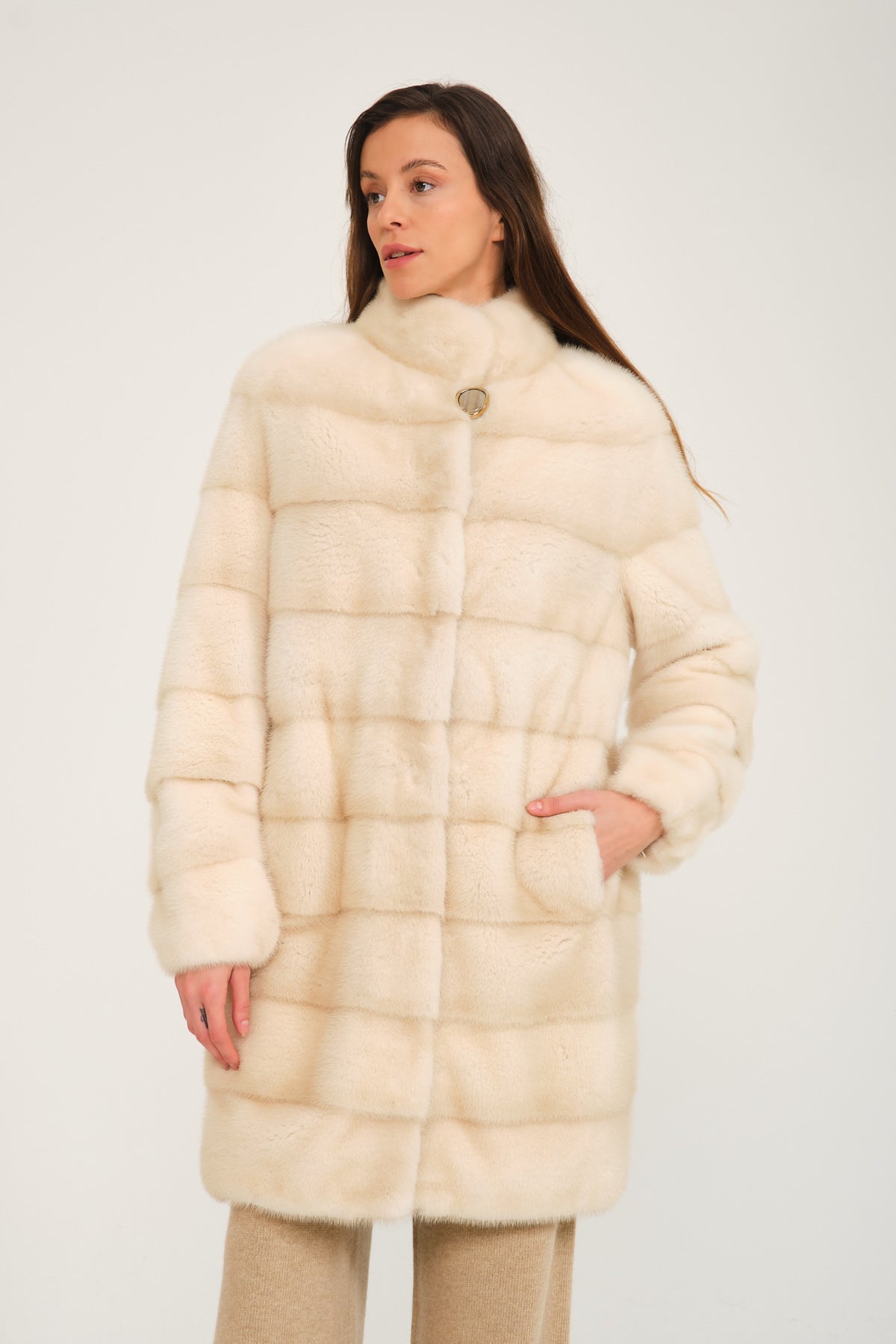 Pearl Long Mink Fur Coat