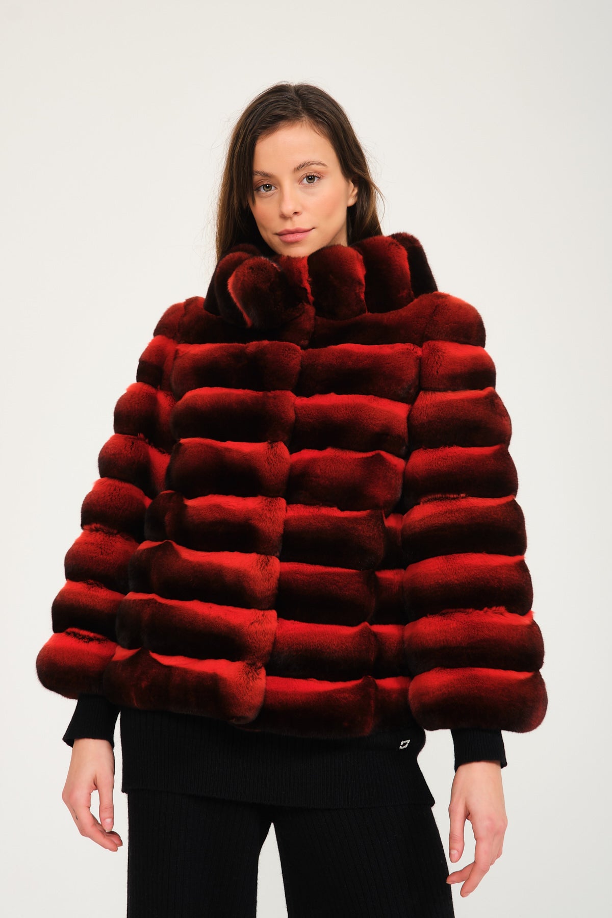 Red Chinchilla Fur Coat