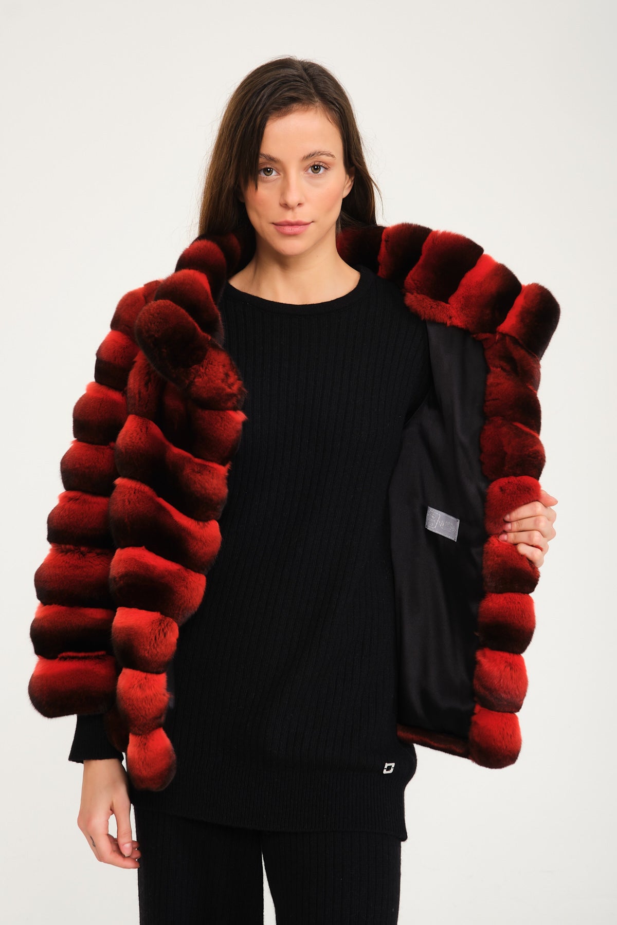 Red Chinchilla Fur Coat