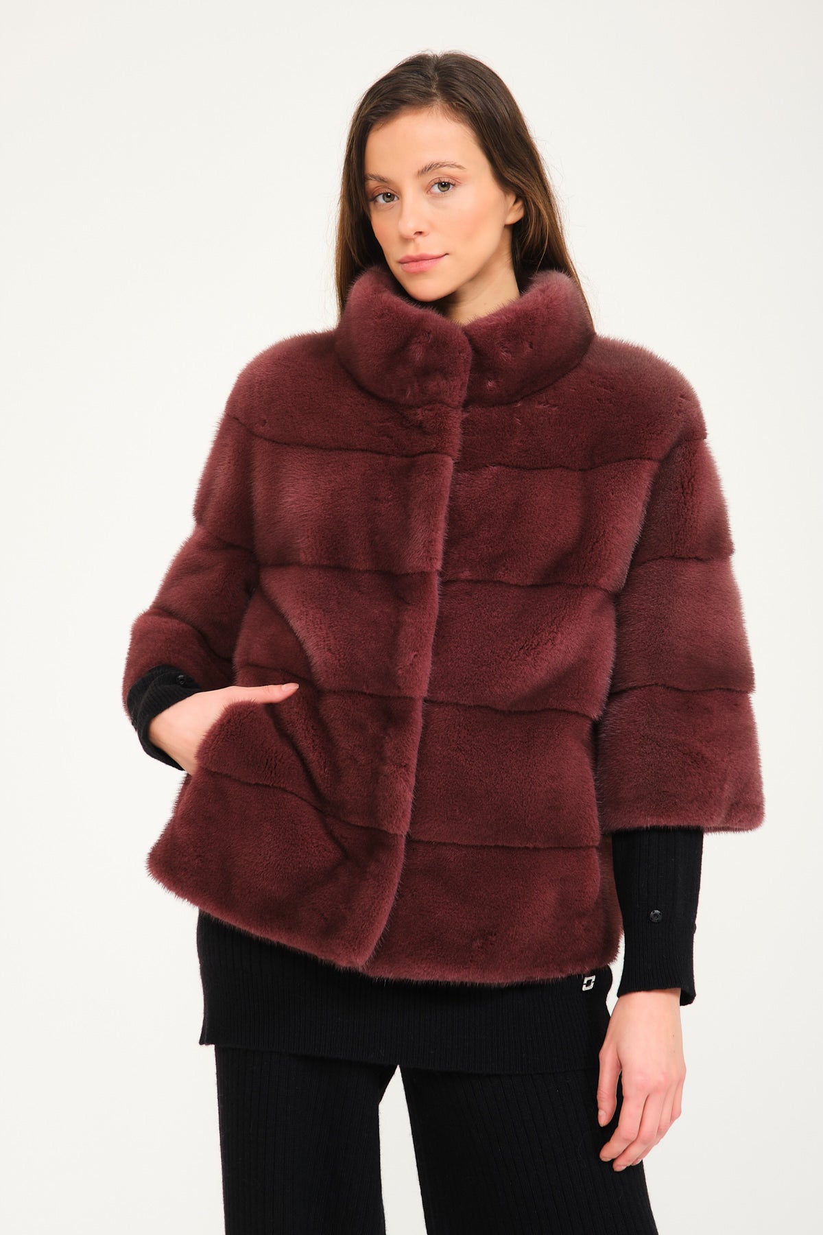 Burgundy Mink Fur Coat