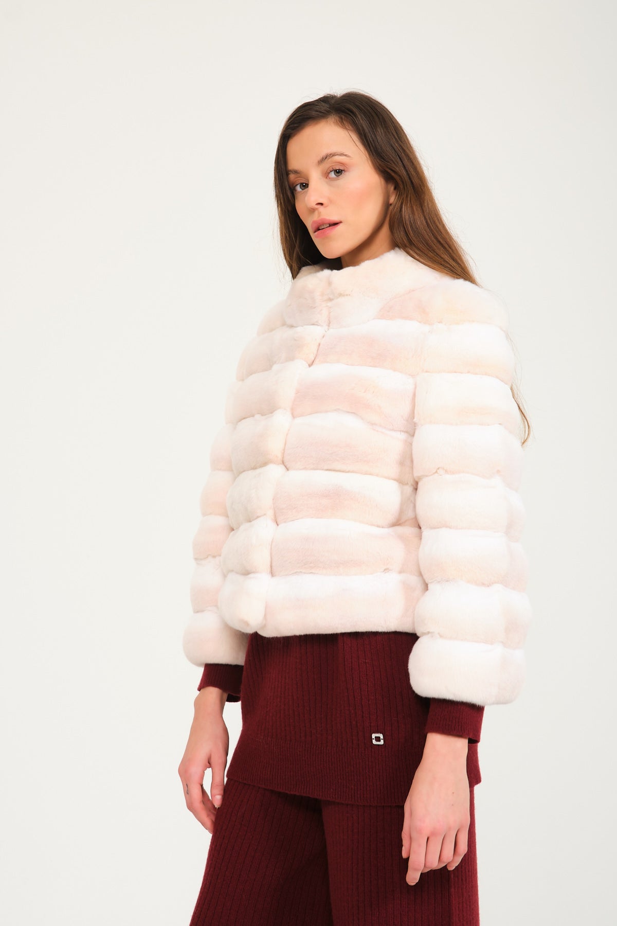 Peach on sale fur coat