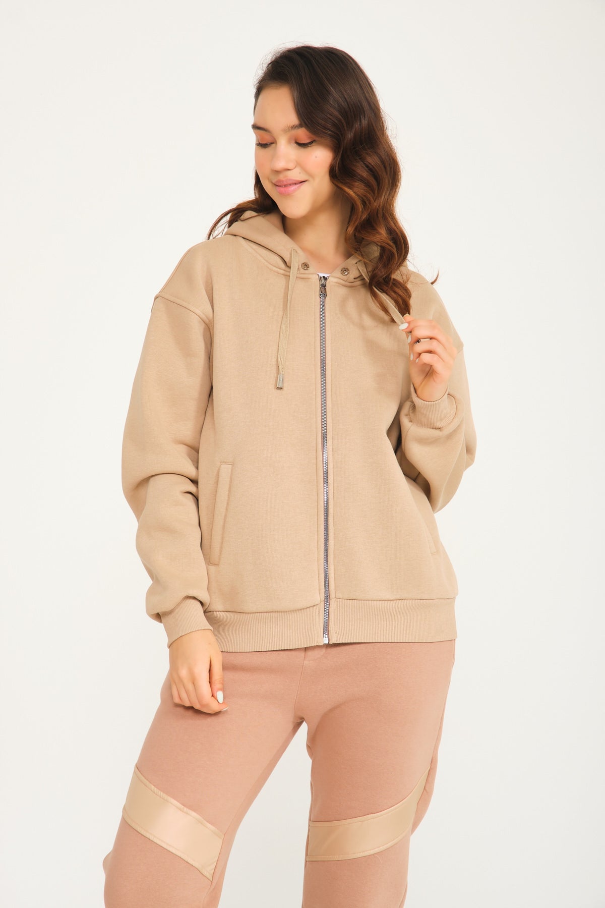 Camel zip best sale up hoodie