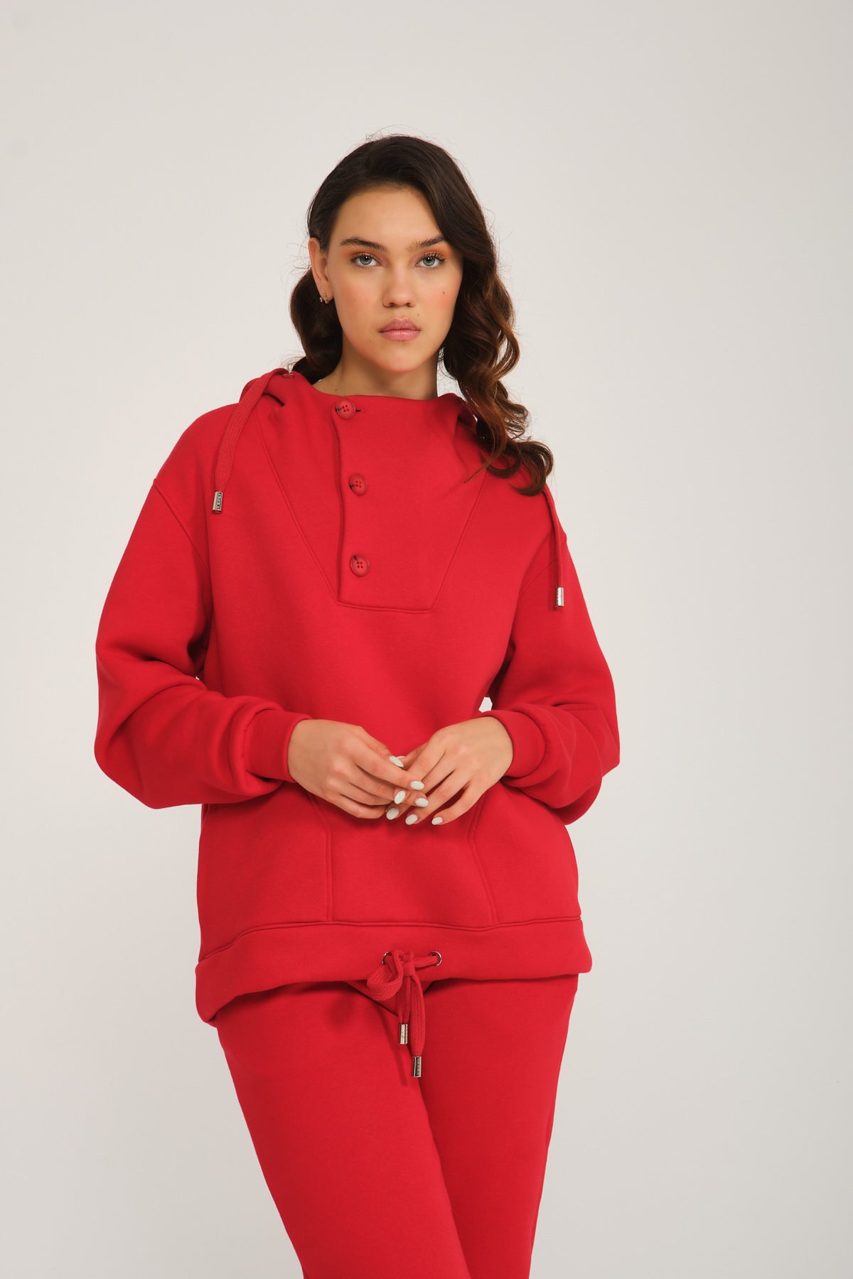 Red Fox Fur Hoodie Jogger Set