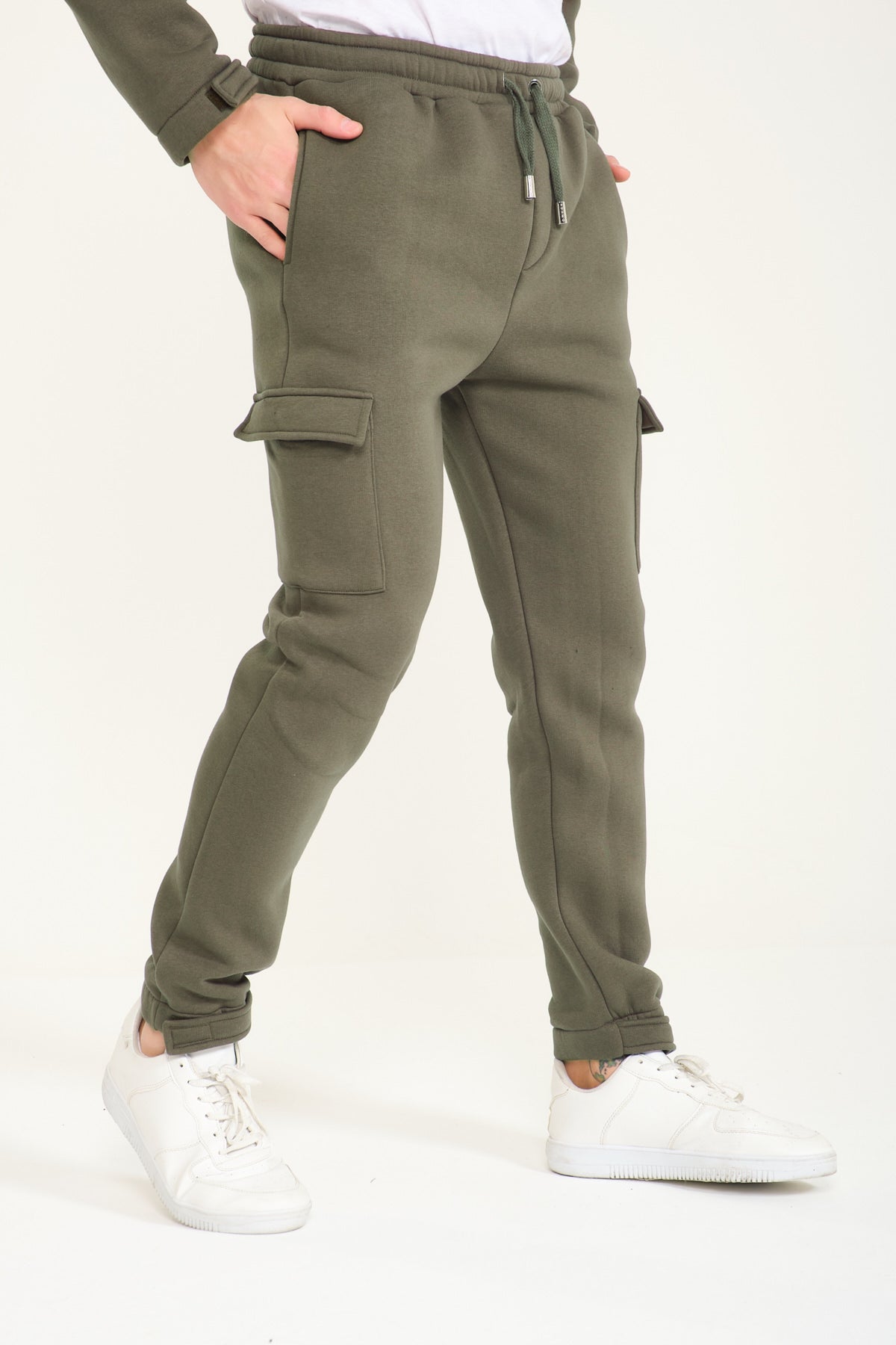 Khaki Half-Zip Hoodie & Jogger Set