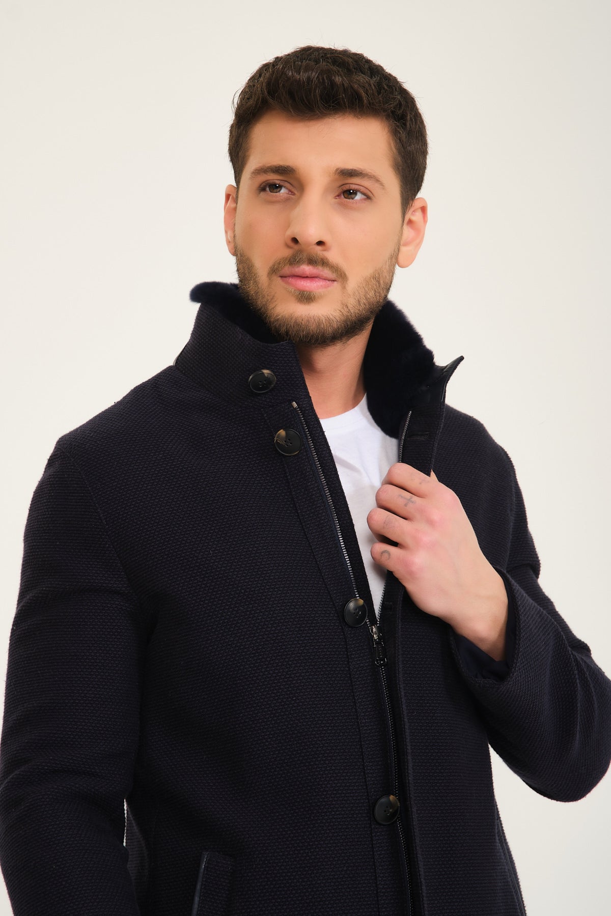 Dark Blue Wool Coat