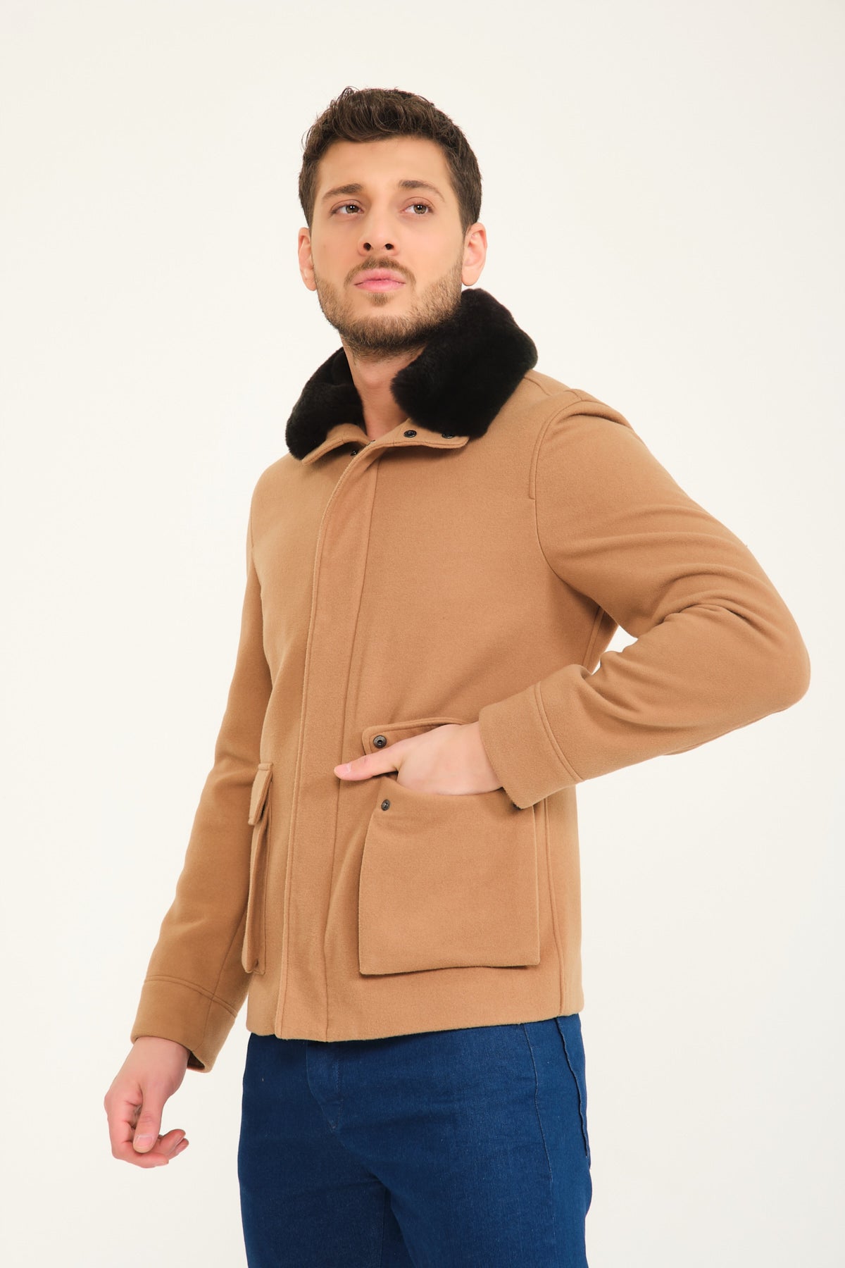 Honey Wool & Rex Fur Coat