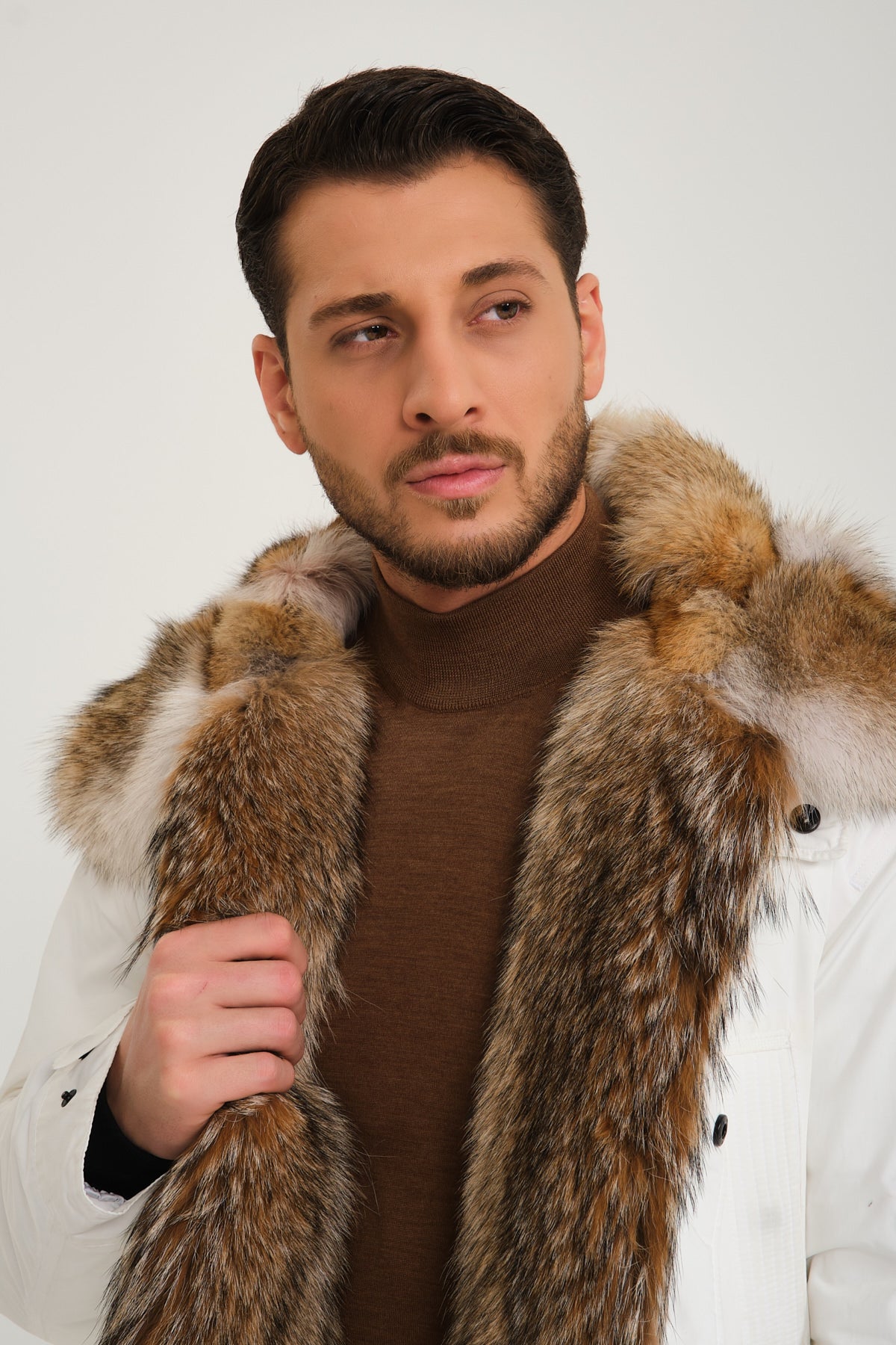 Mens wolf sale fur coat