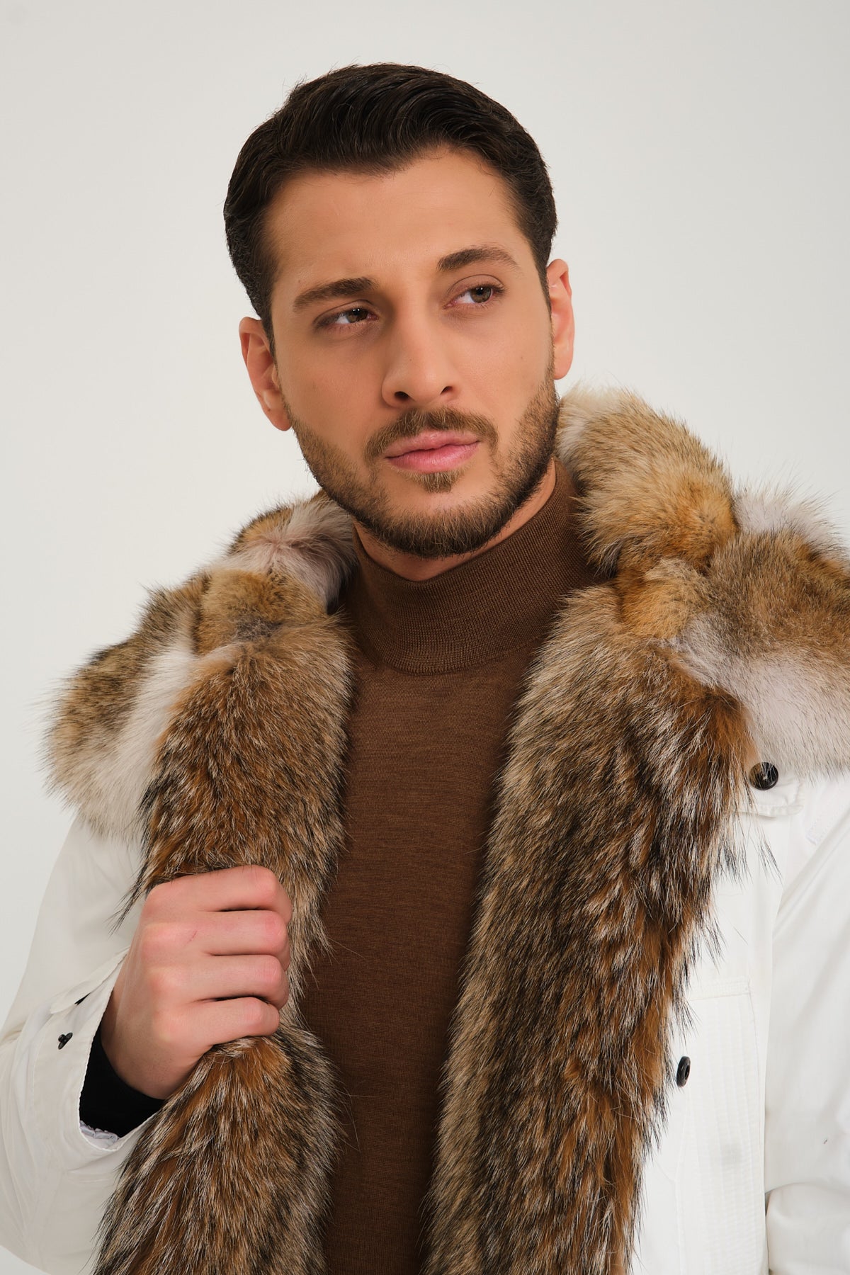 White Waterproof & Wolf Fur Coat