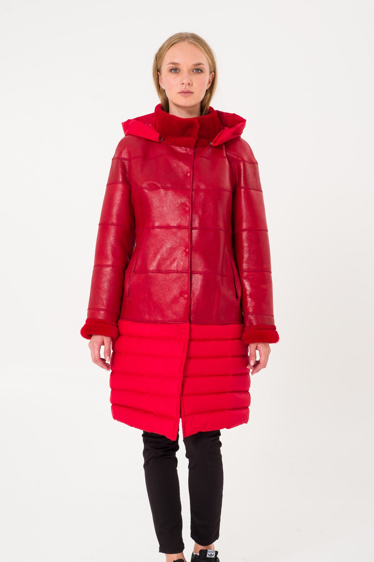 Red Long Leather Coat