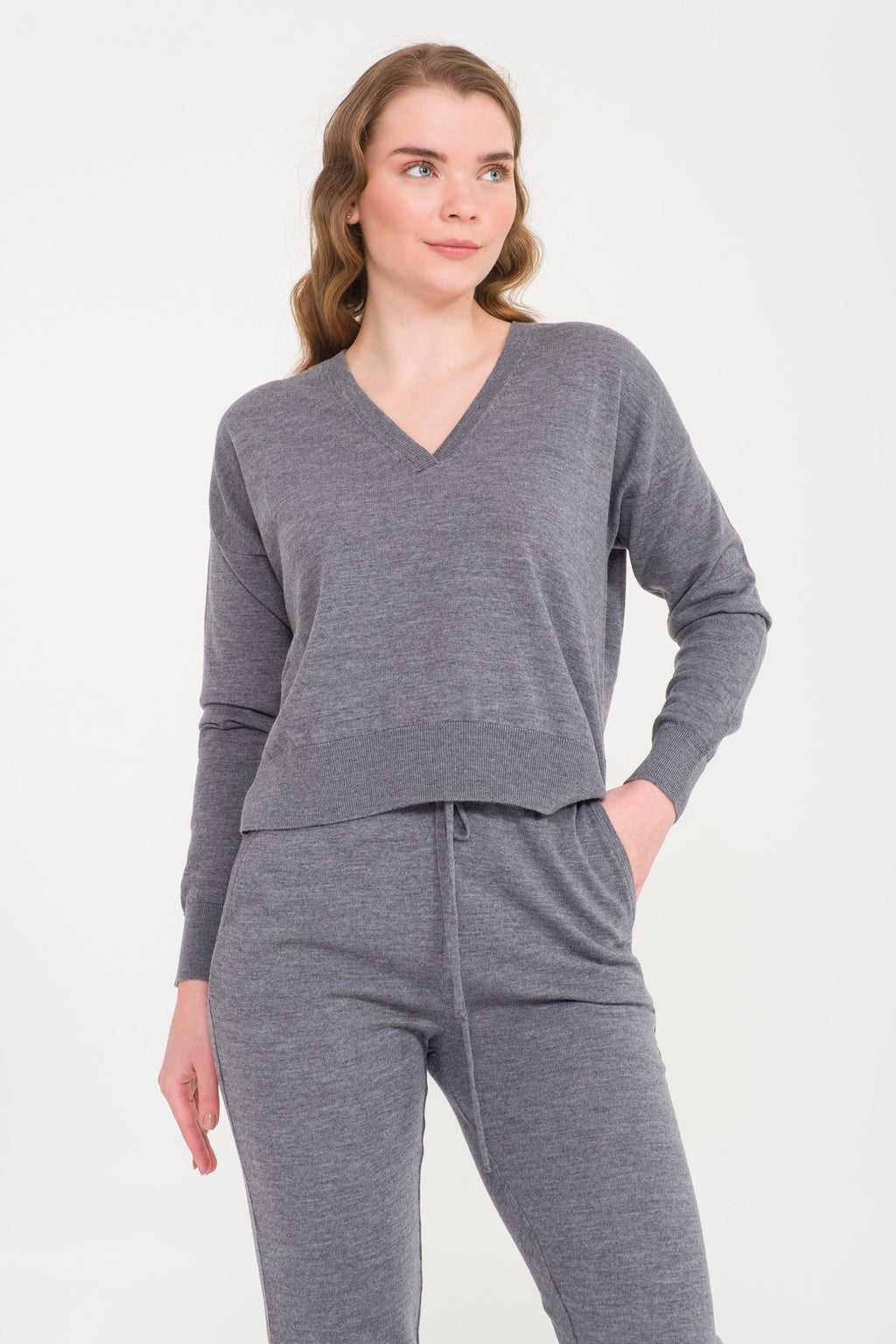 Grey Knit Sweater & Pants Set