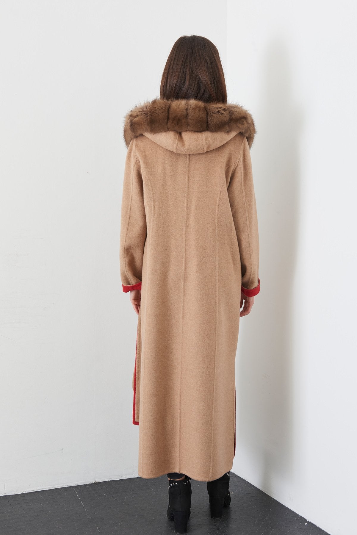 Beige Long Cashmere Coat - ADAMO