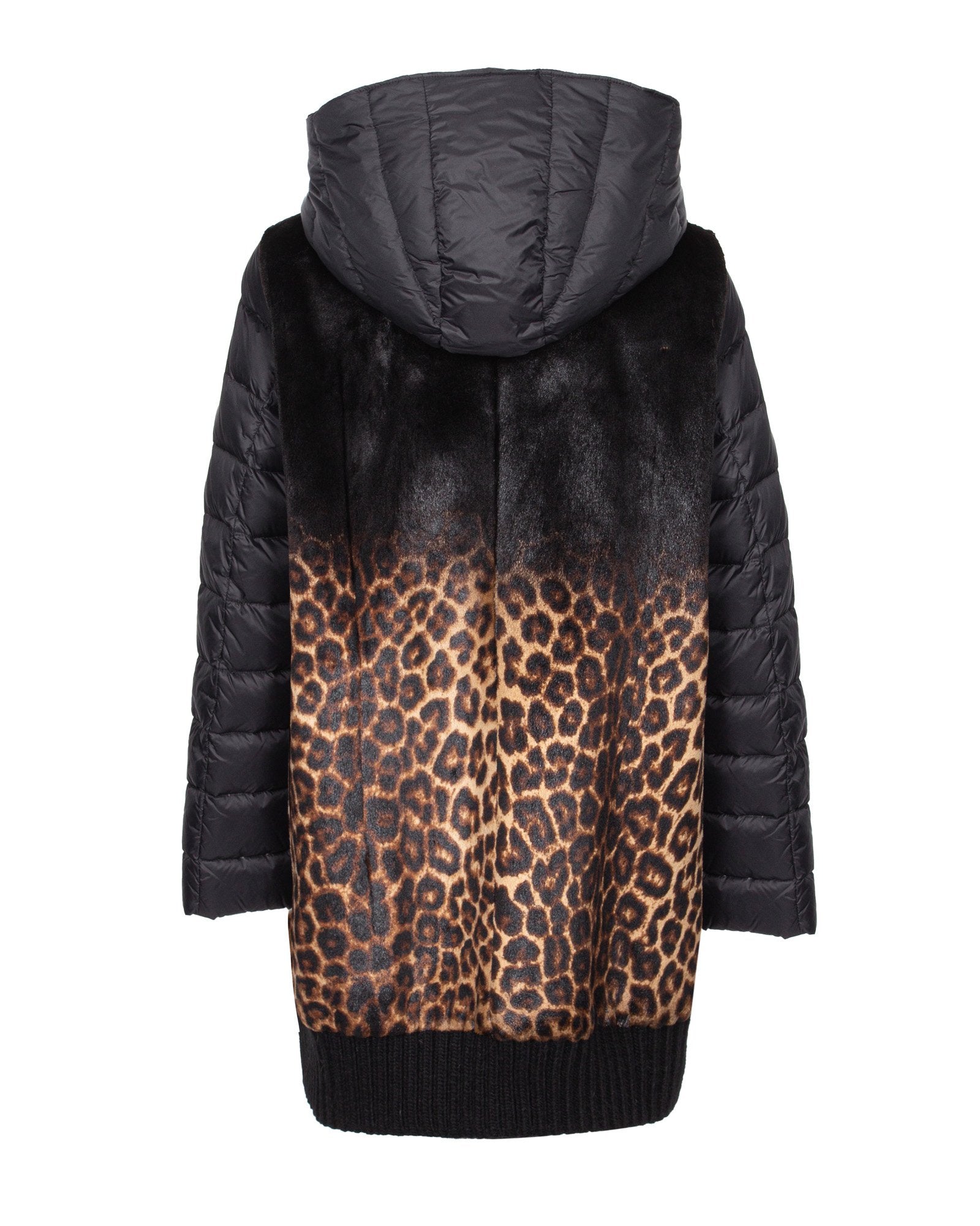 Black Leopard Pattern Fur Coat