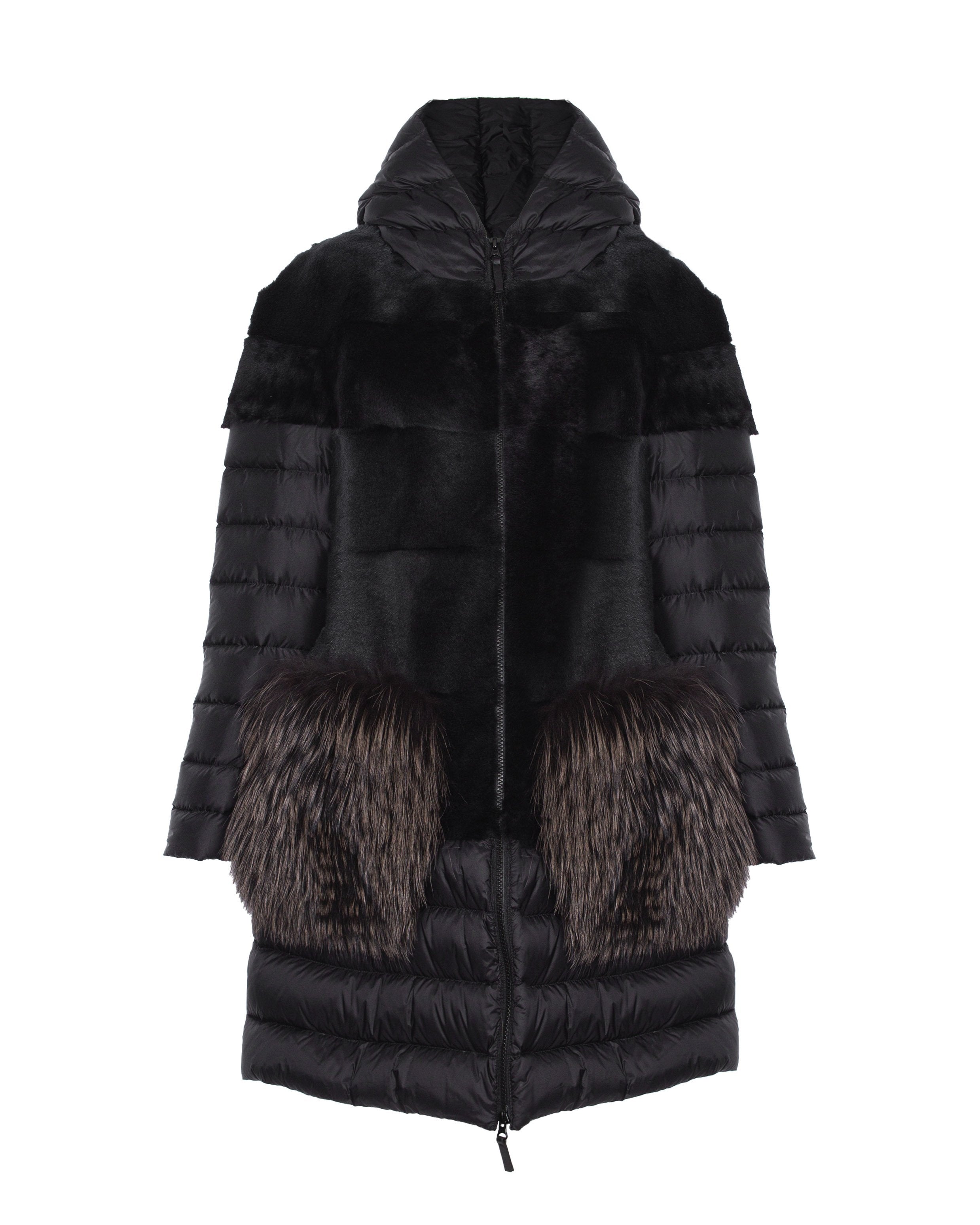 Black Long Shearling Puffer Coat