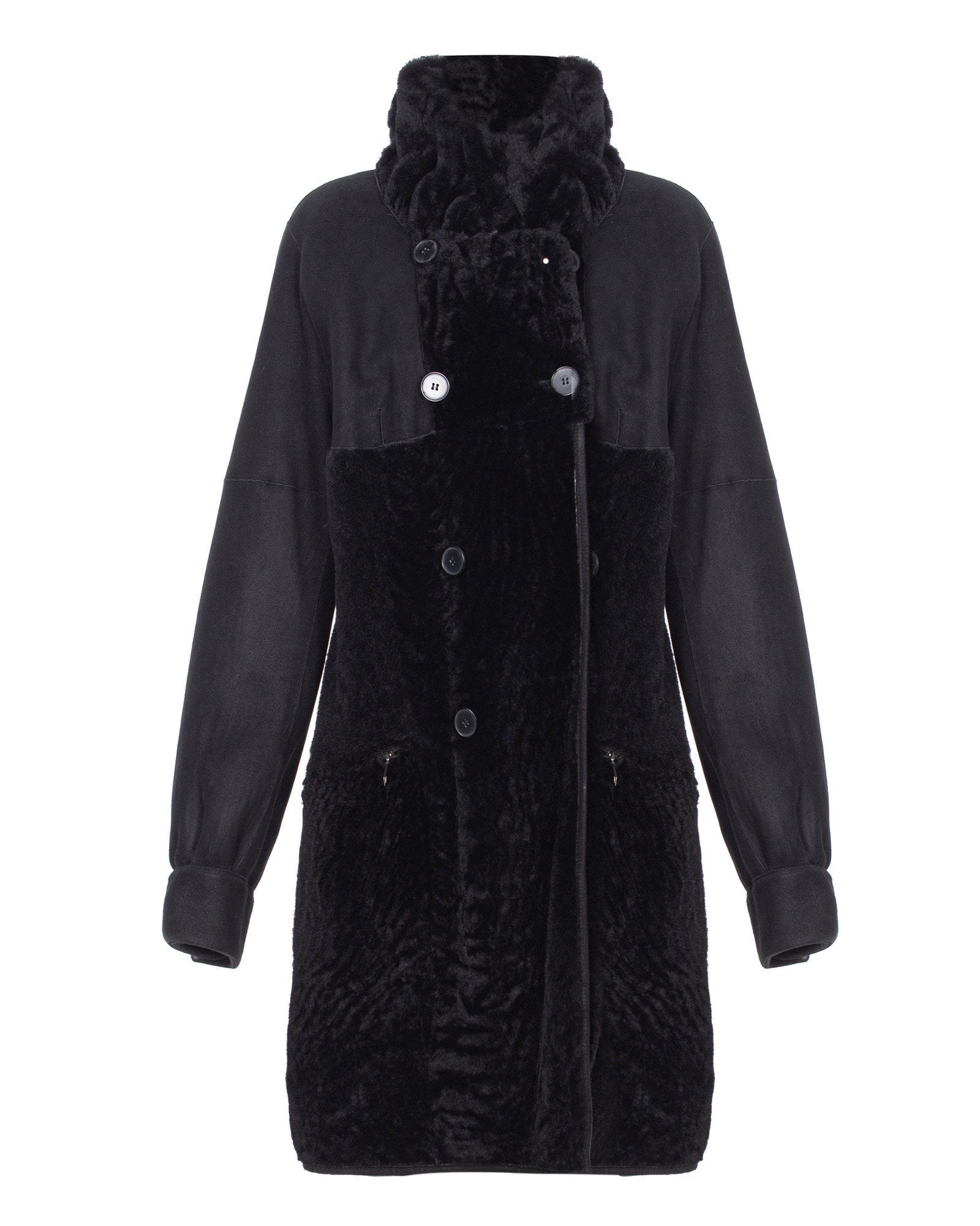 Black Long Swakara Coat