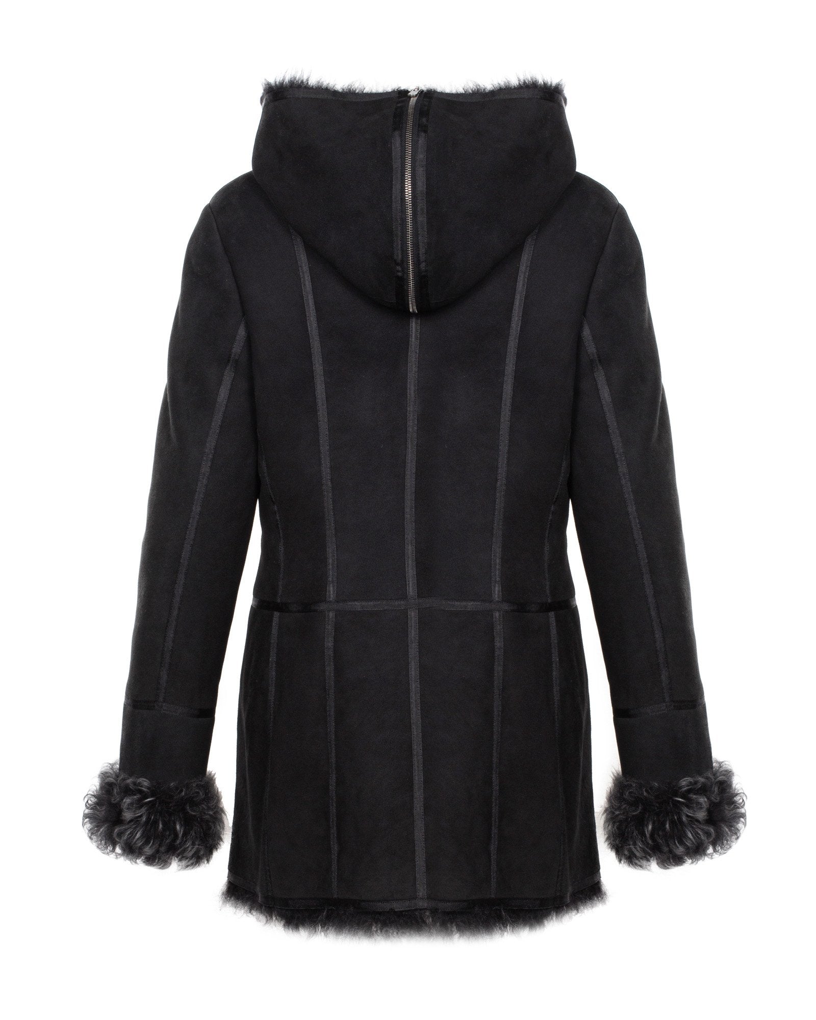 Black Suede Leather Coat