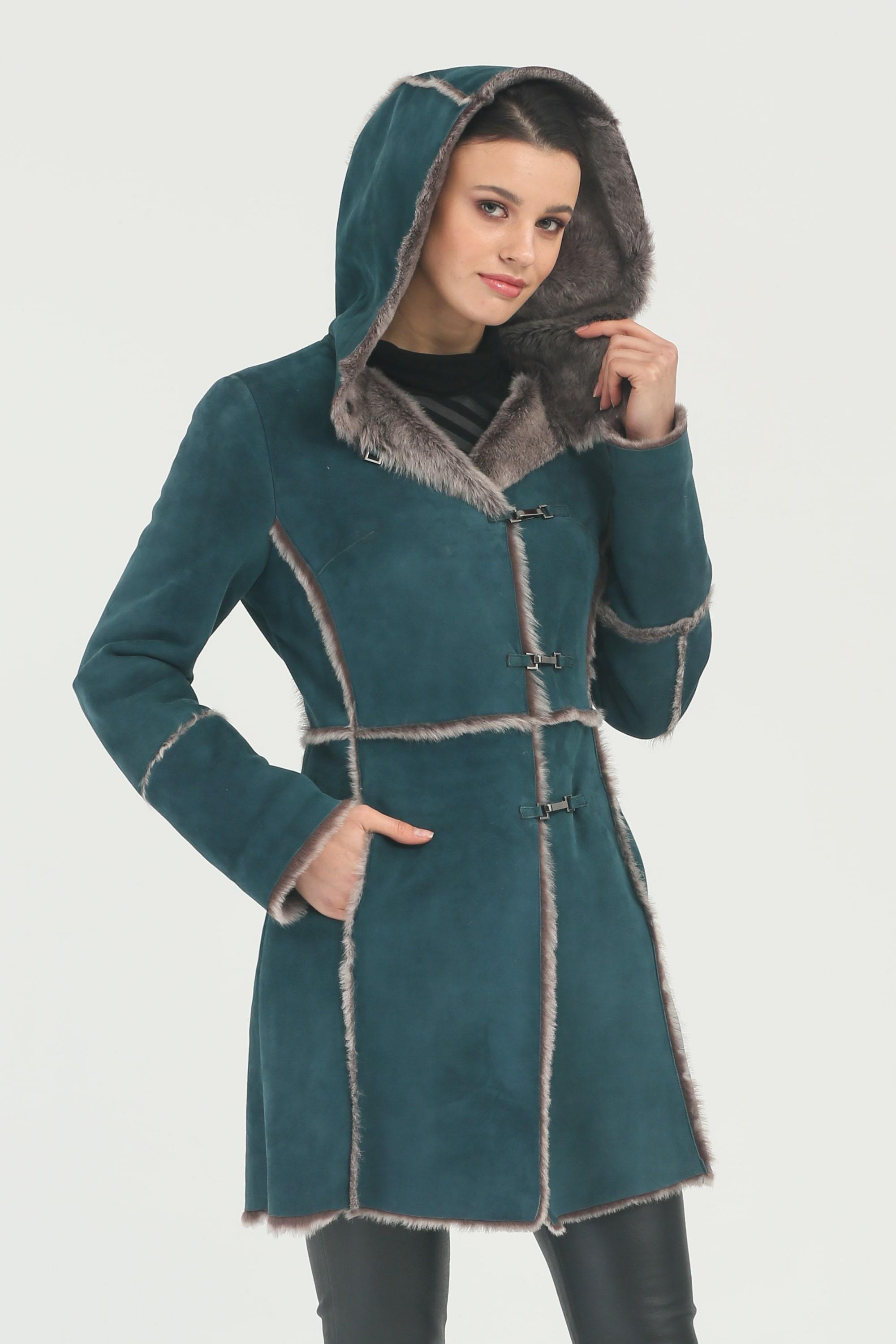 Blue Long Leather Coat
