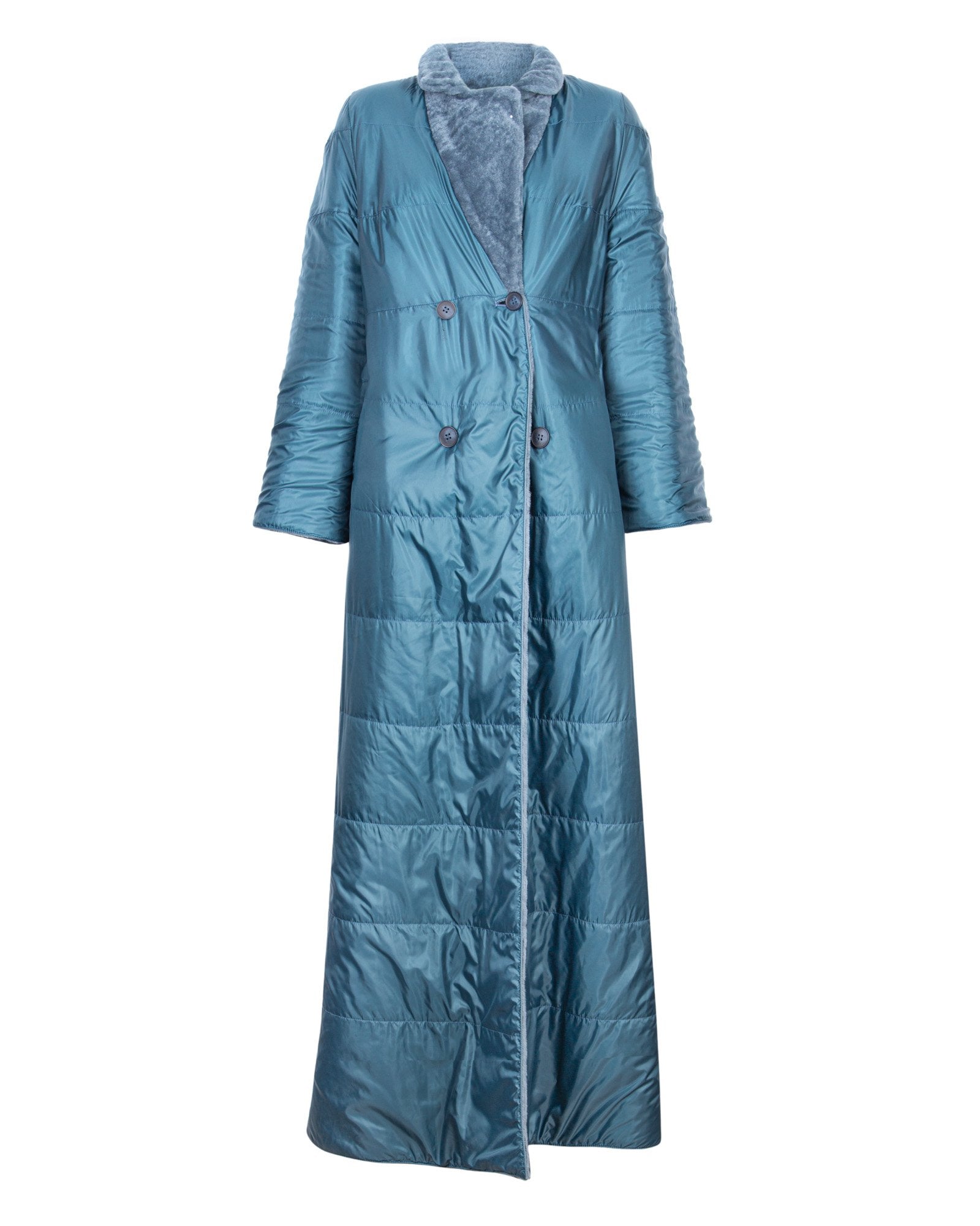 Blue Long Shearling Coat