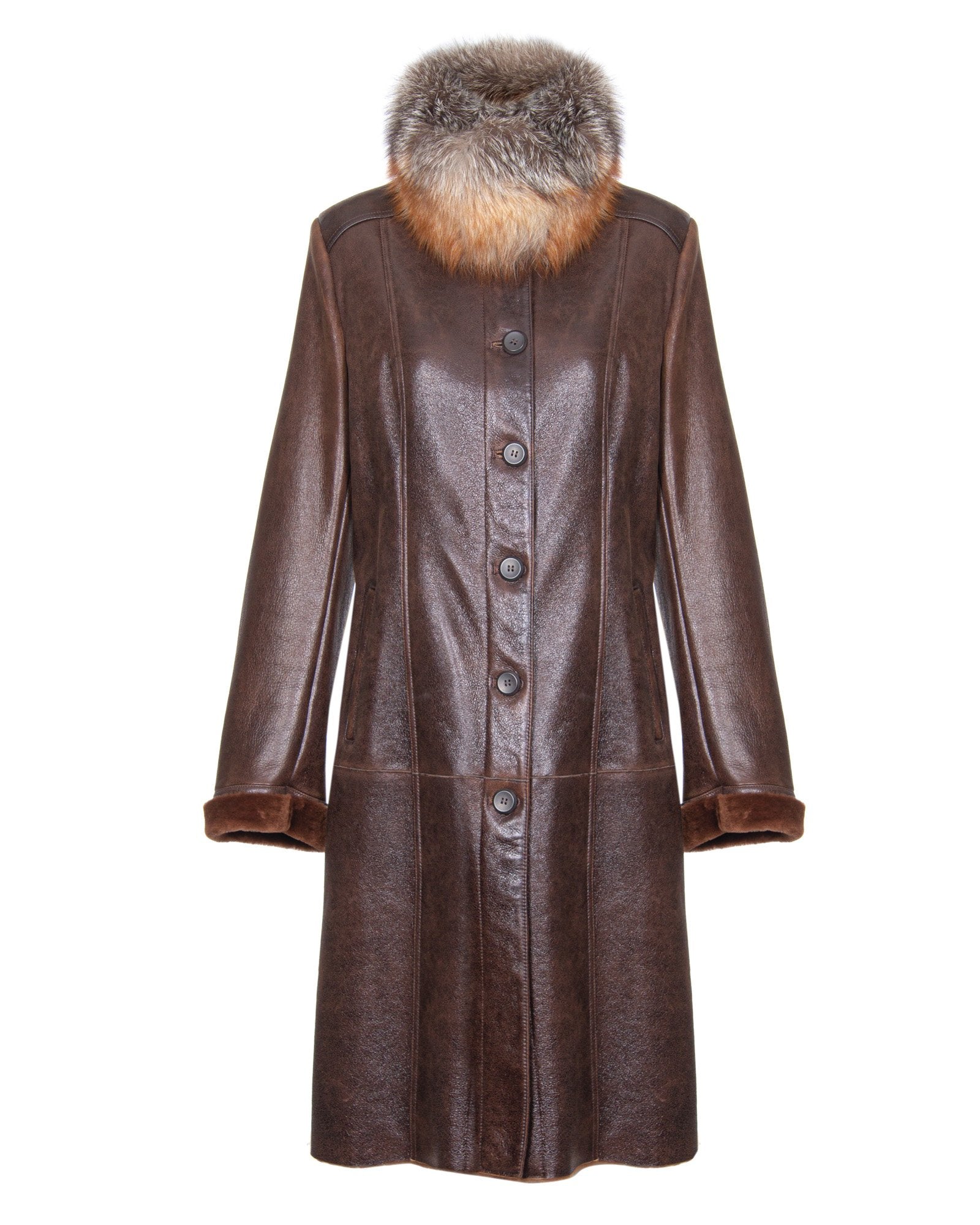 Brown Long Shearling Coat
