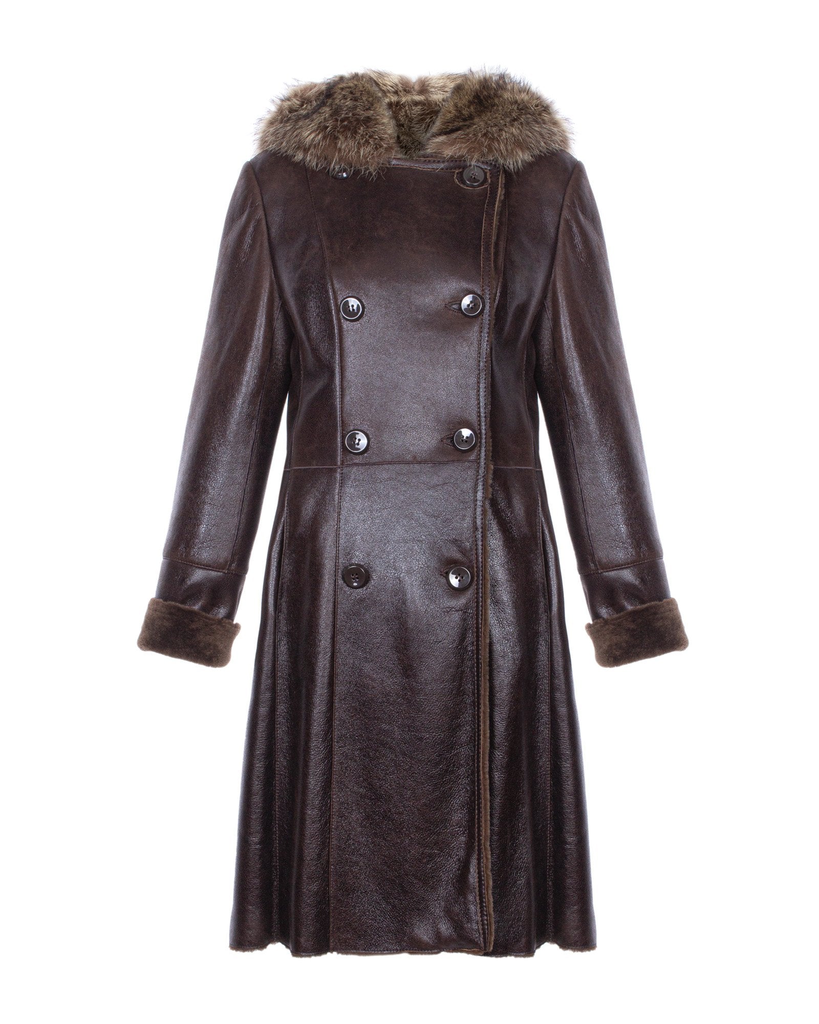 Brown Long Shearling Coat