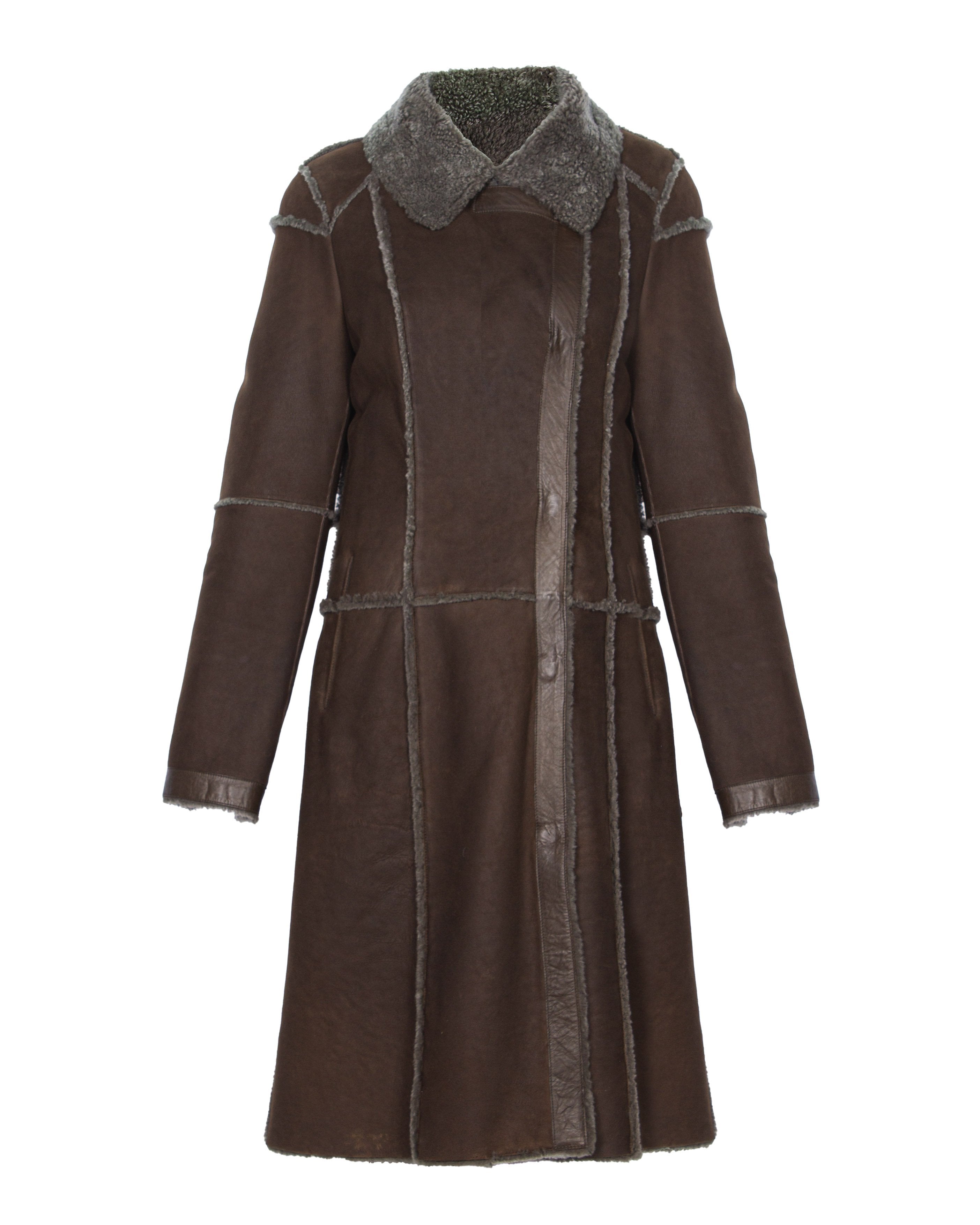 Brown Long Sued Leather Coat