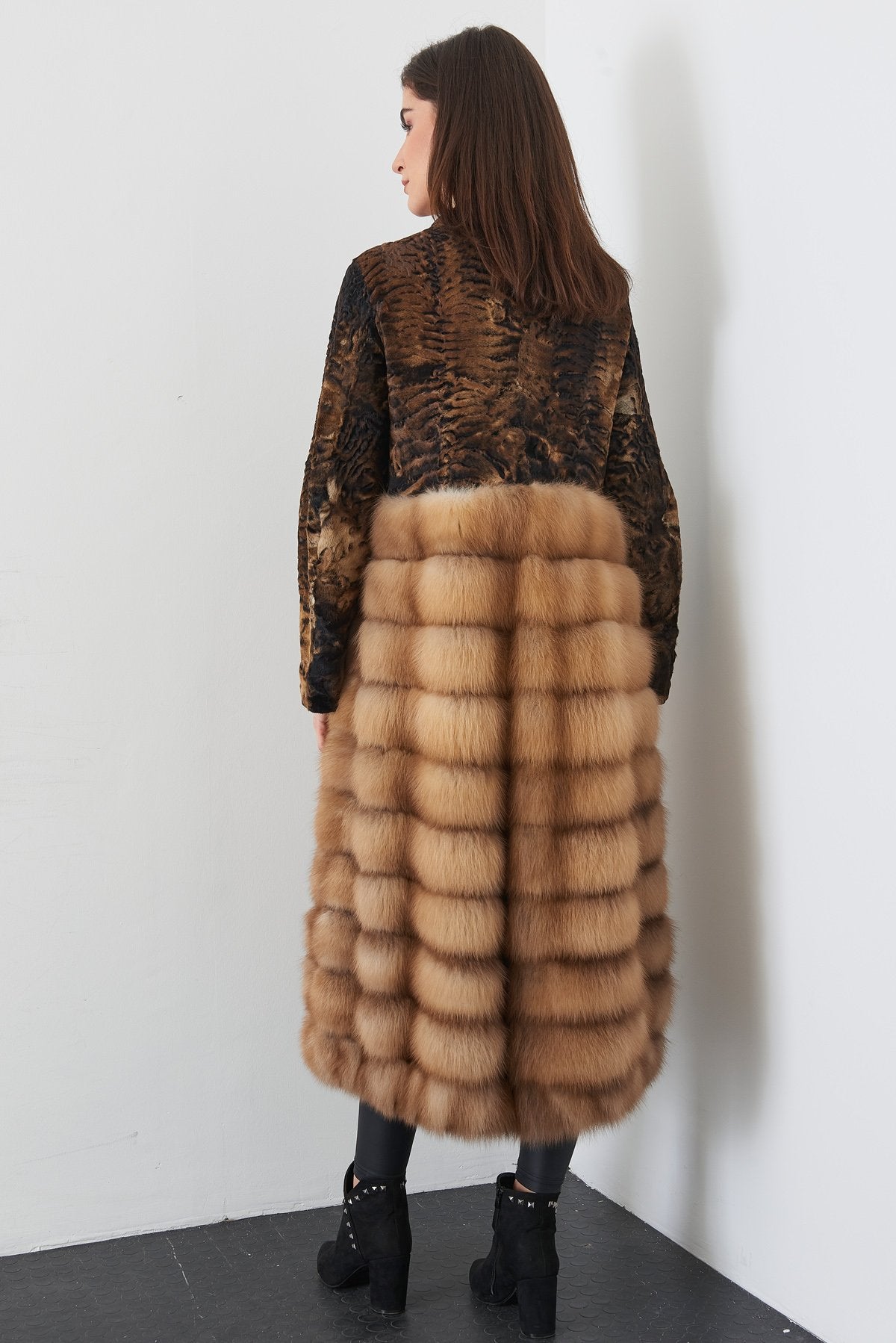 Brown Long Swakara Fur Coat