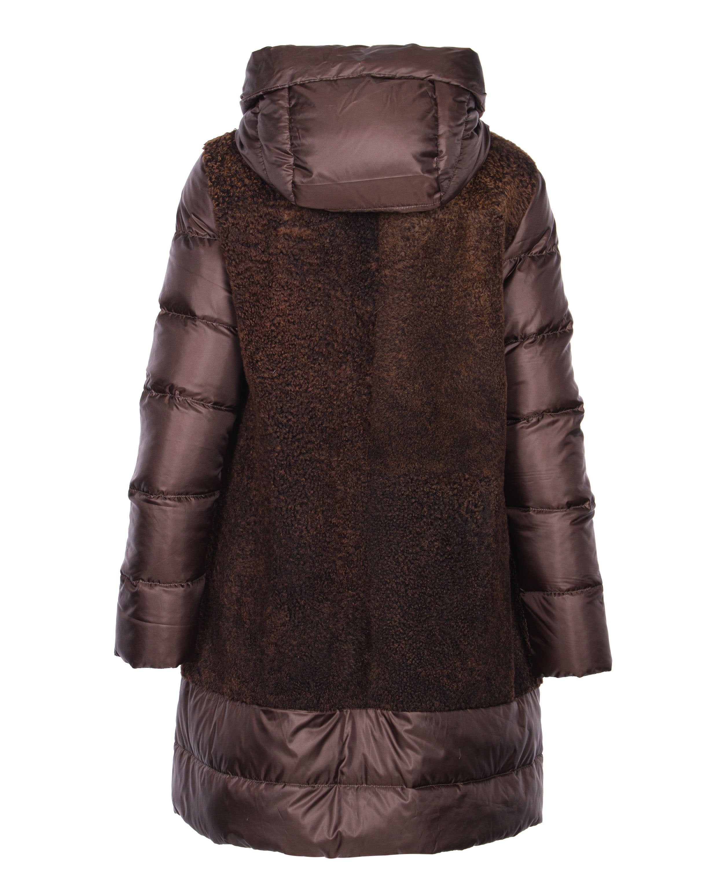 Brown Shearling Puffer Coat