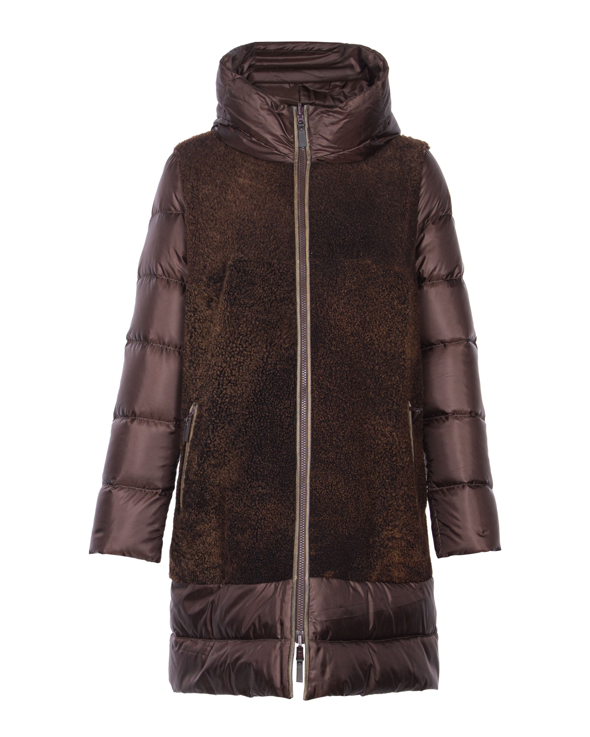 Brown Shearling Puffer Coat