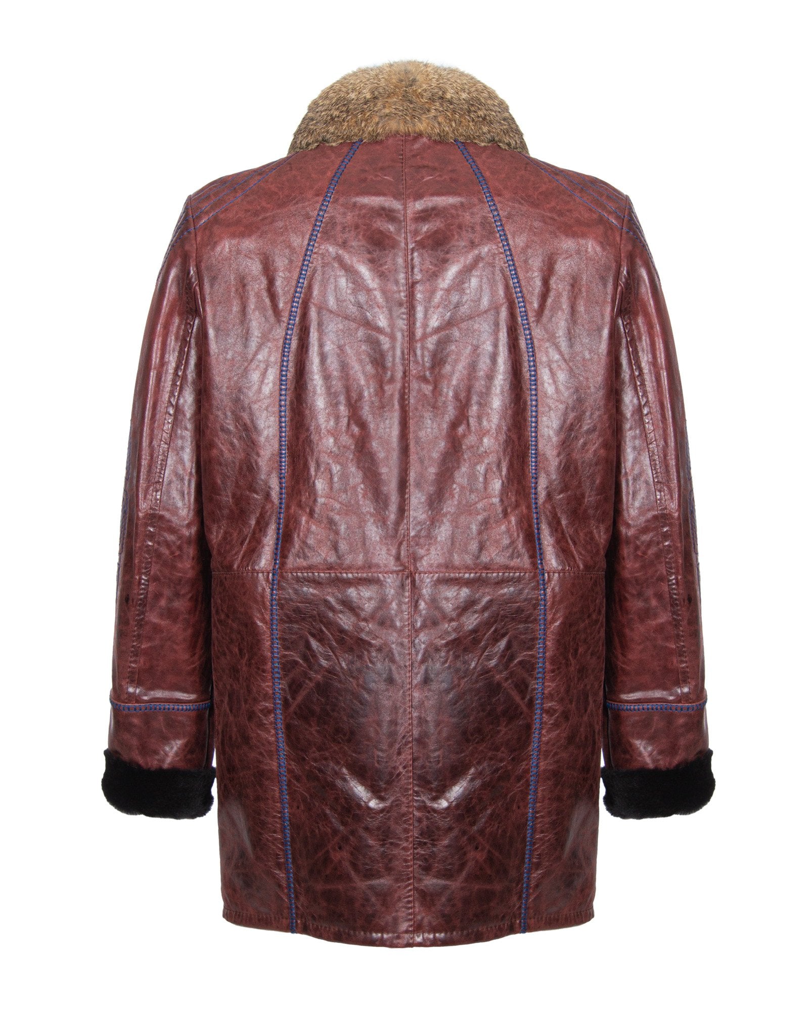 Claret Red Long Leather Coat