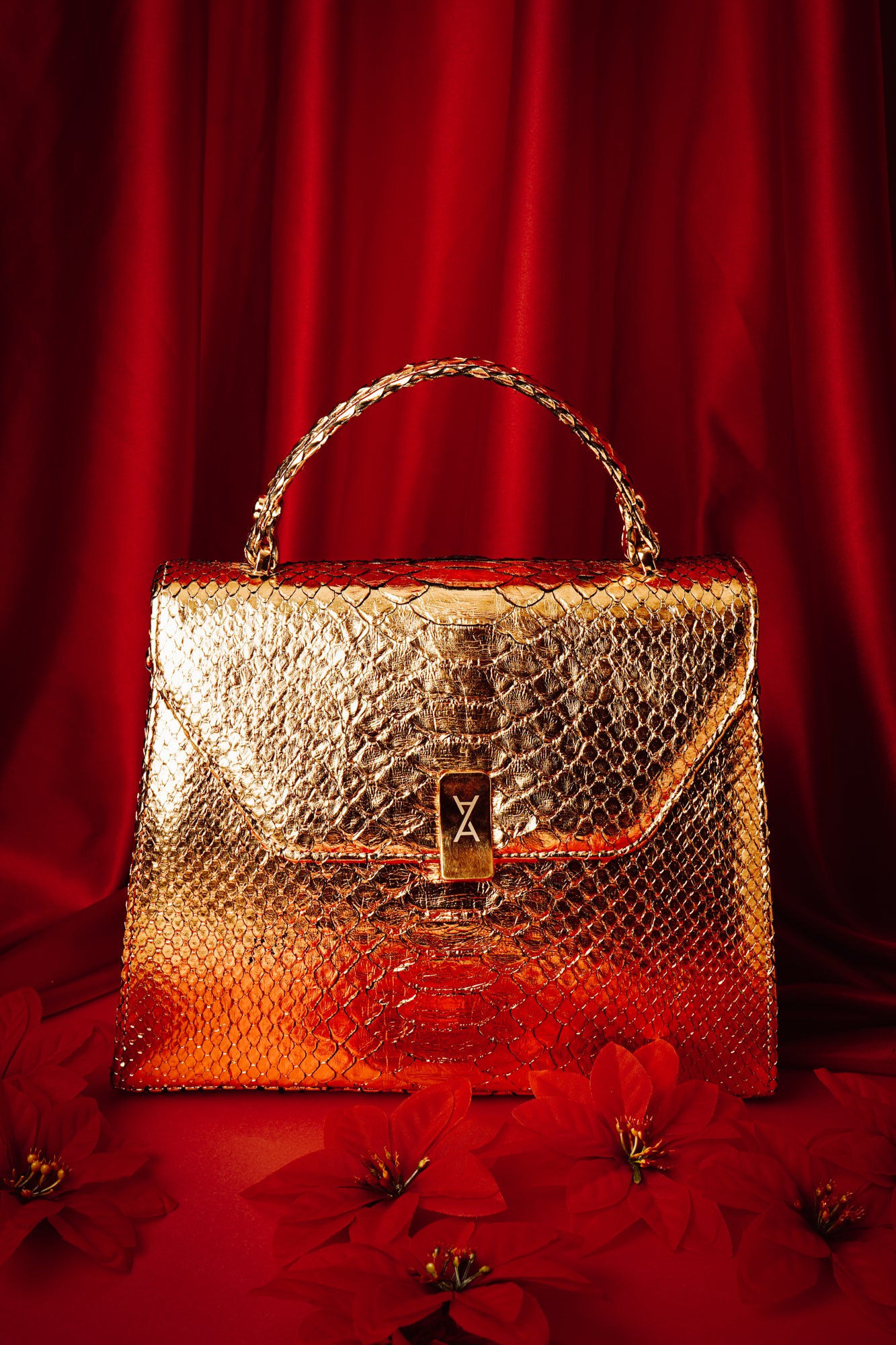 Handmade Gold Python Leather Bag