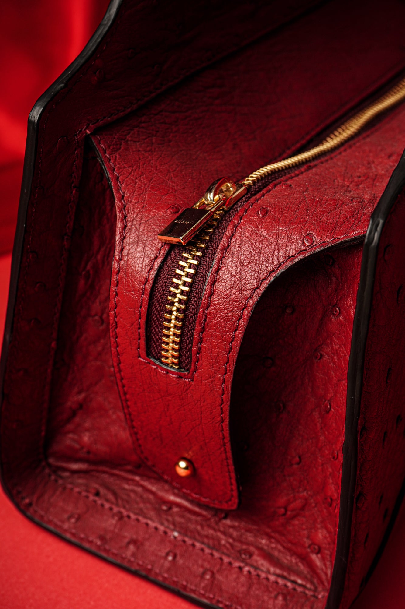 Handmade Burgundy Ostrich Leather Bag