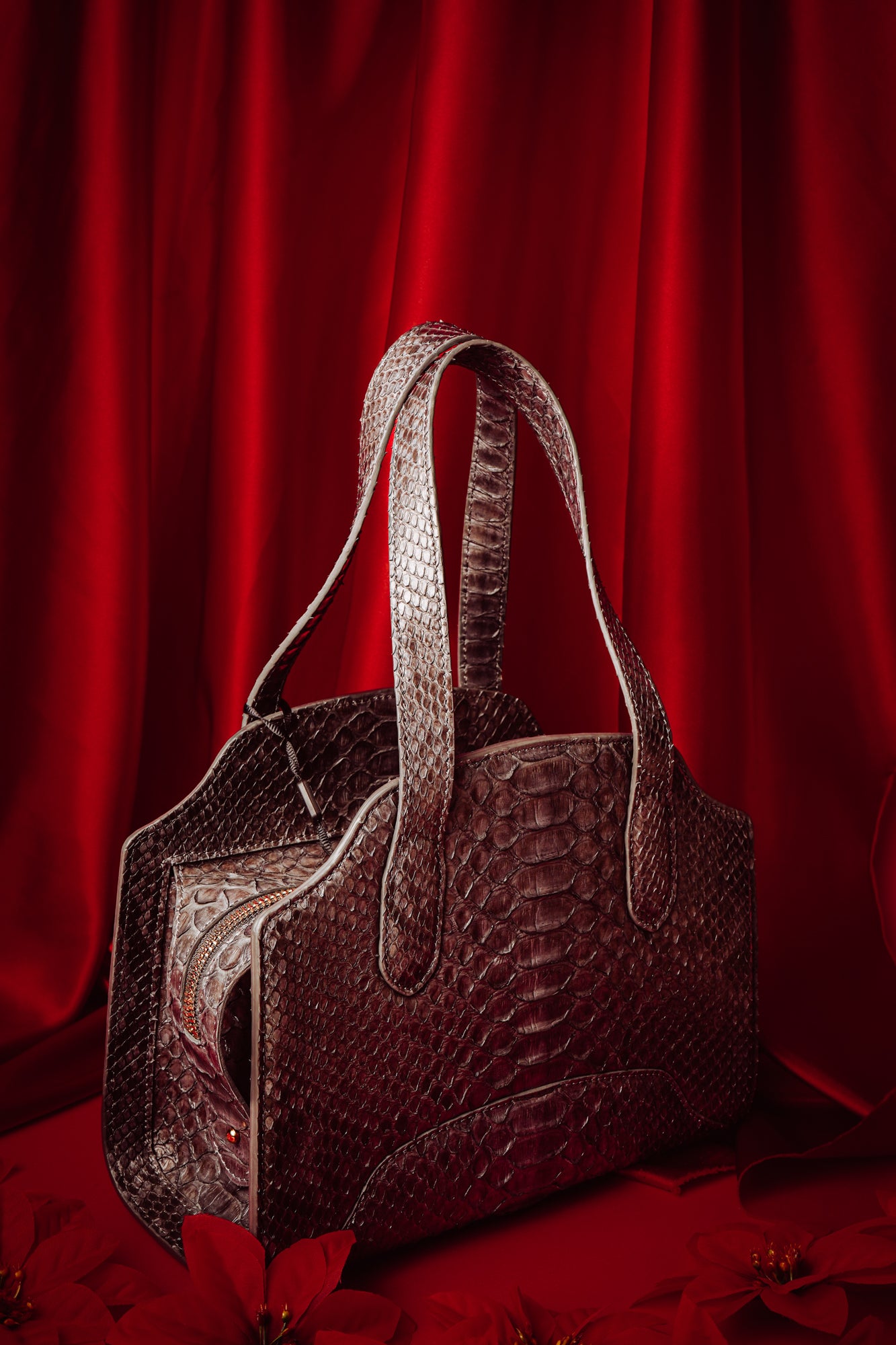 Handmade Brown Python Leather Bag
