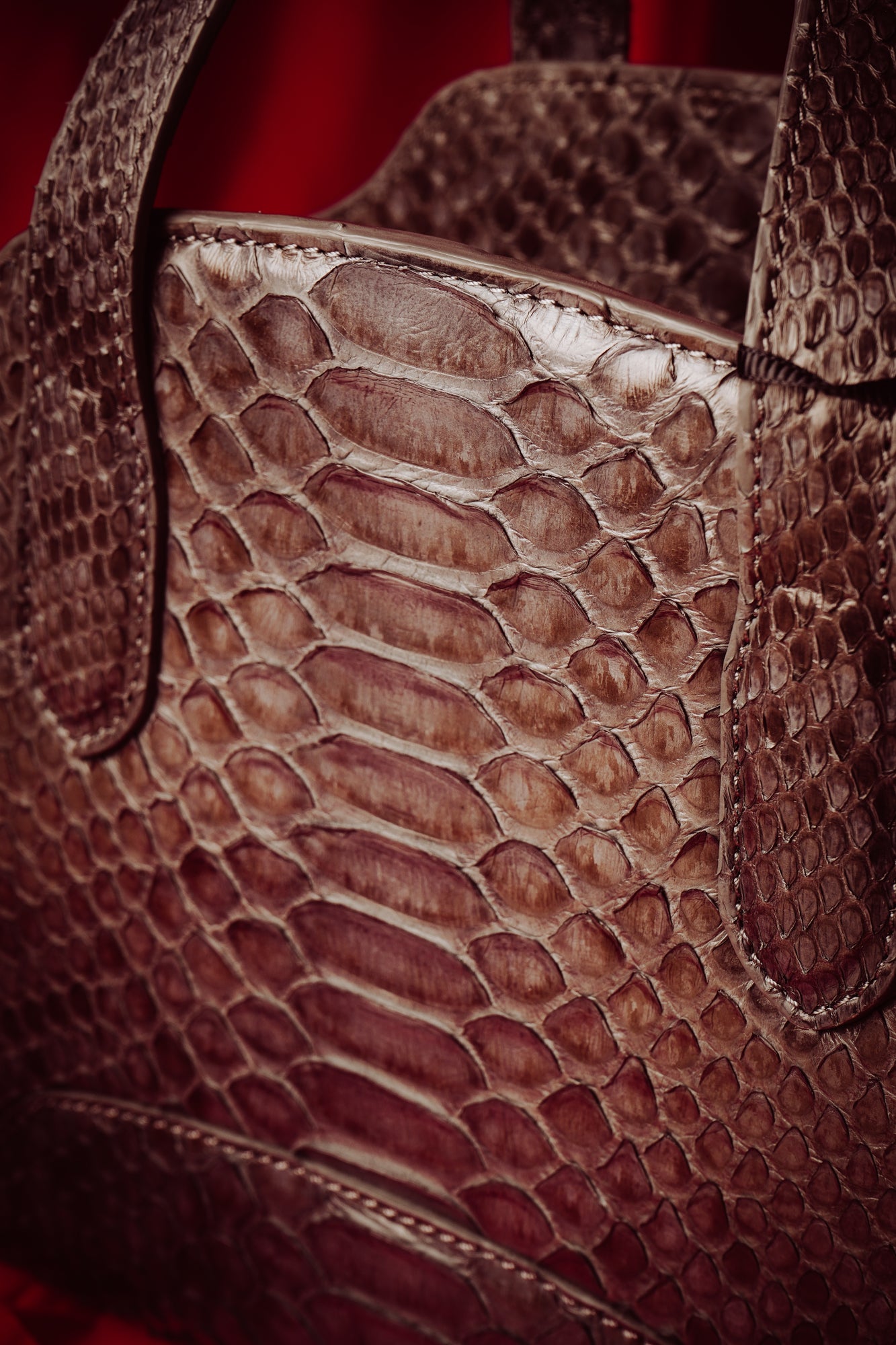 Handmade Brown Python Leather Bag