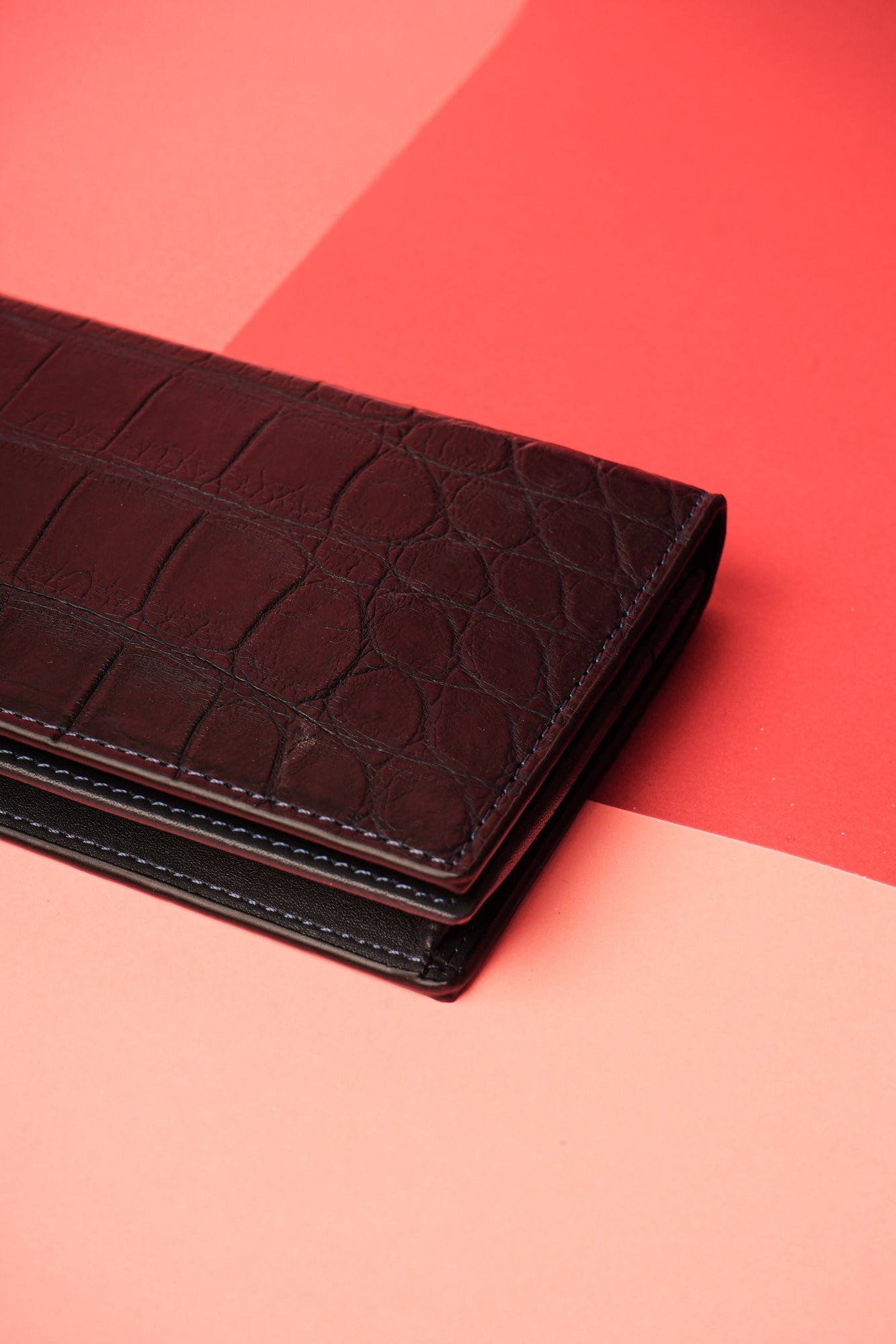 Dark Blue Handmade Crocodile Leather Wallet