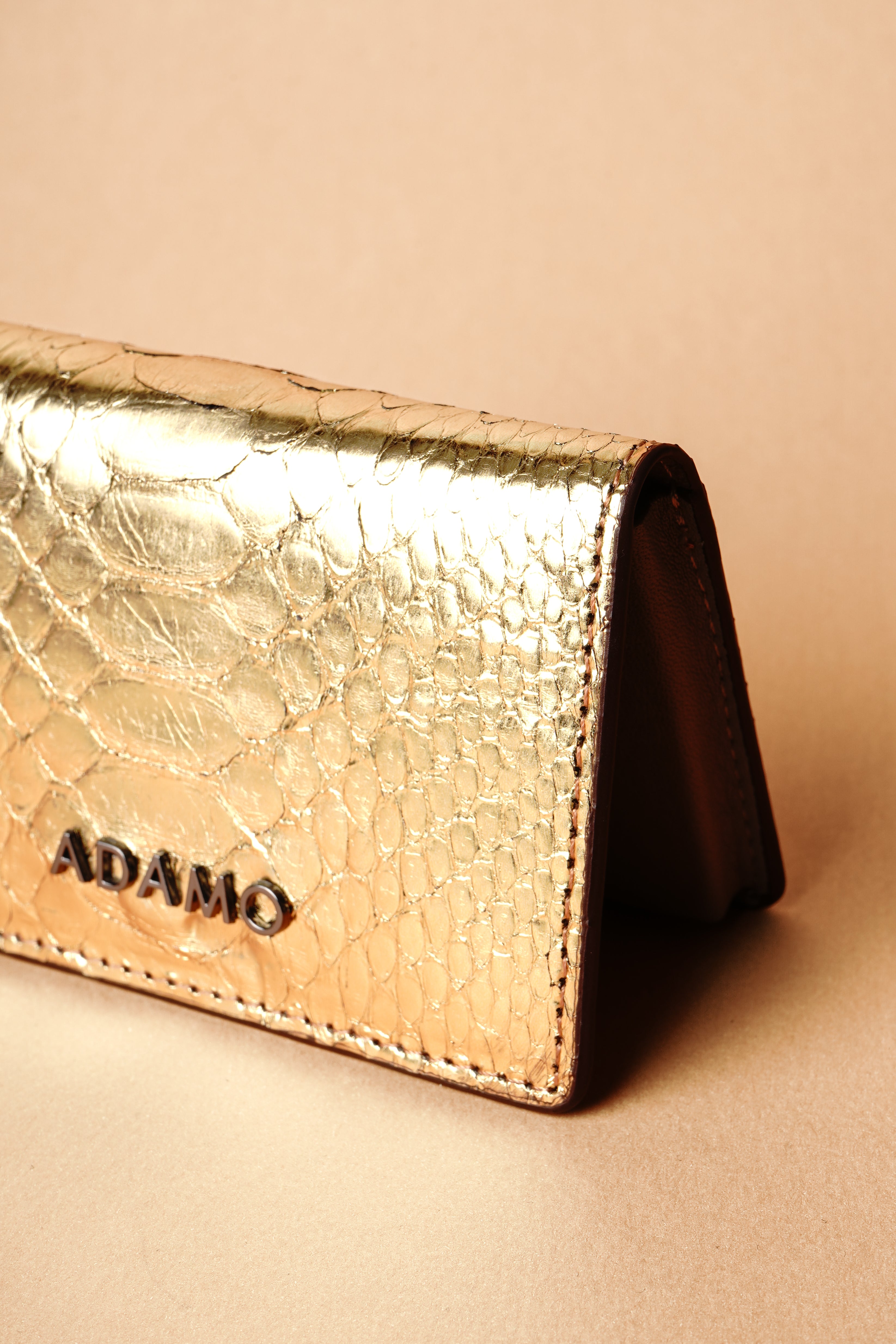 Gold Python Leather Business Card Holder & Wallet