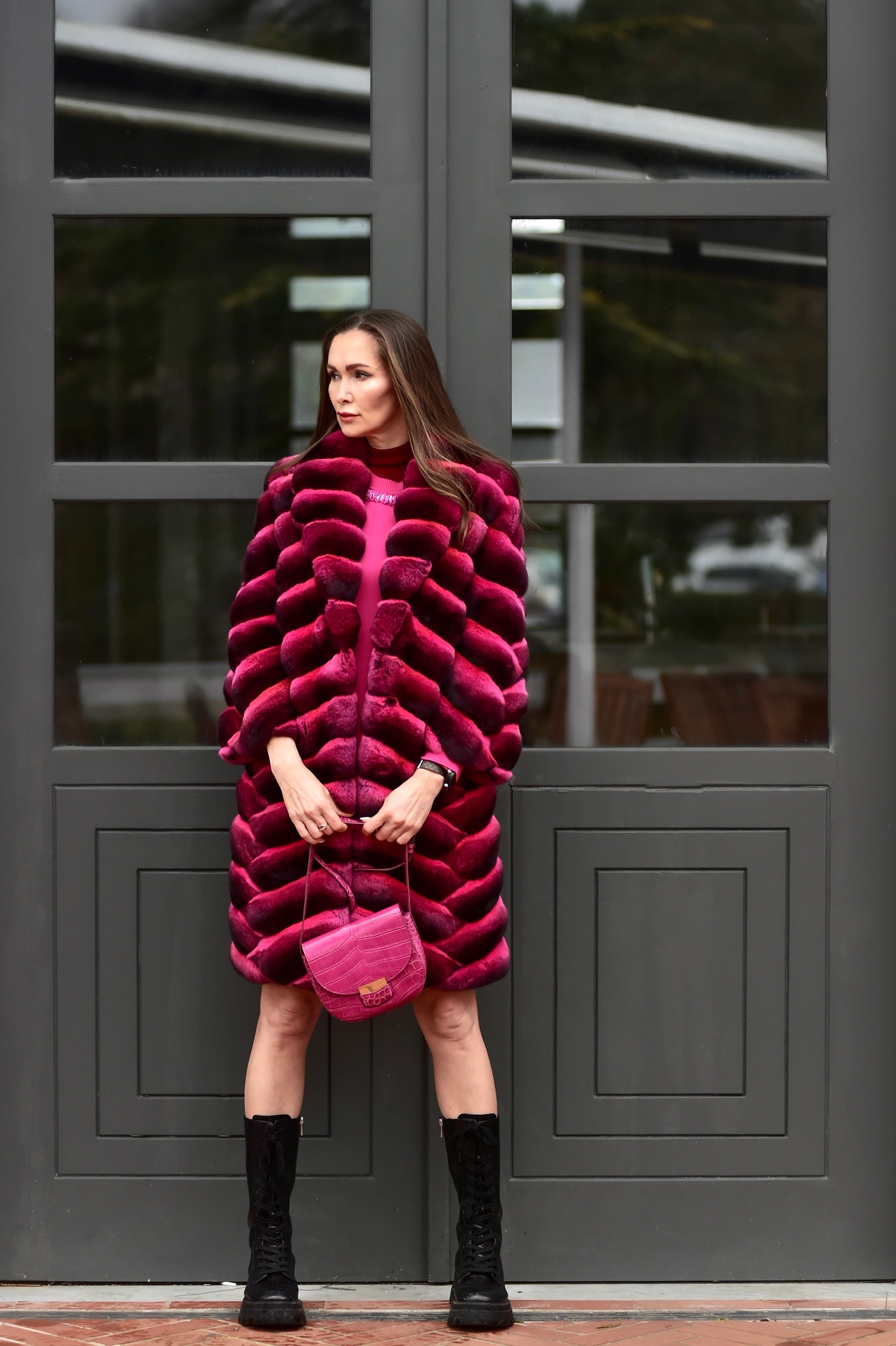 Pink Chinchilla Fur Coat