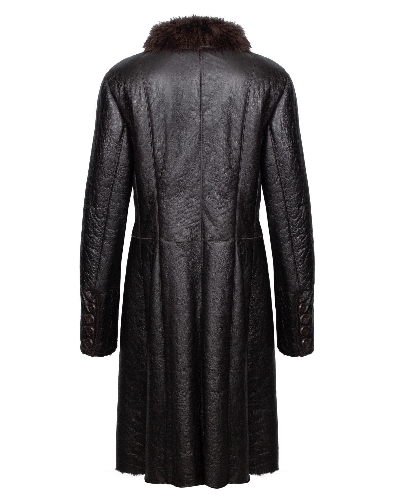 Dark Brown Long Leather Coat
