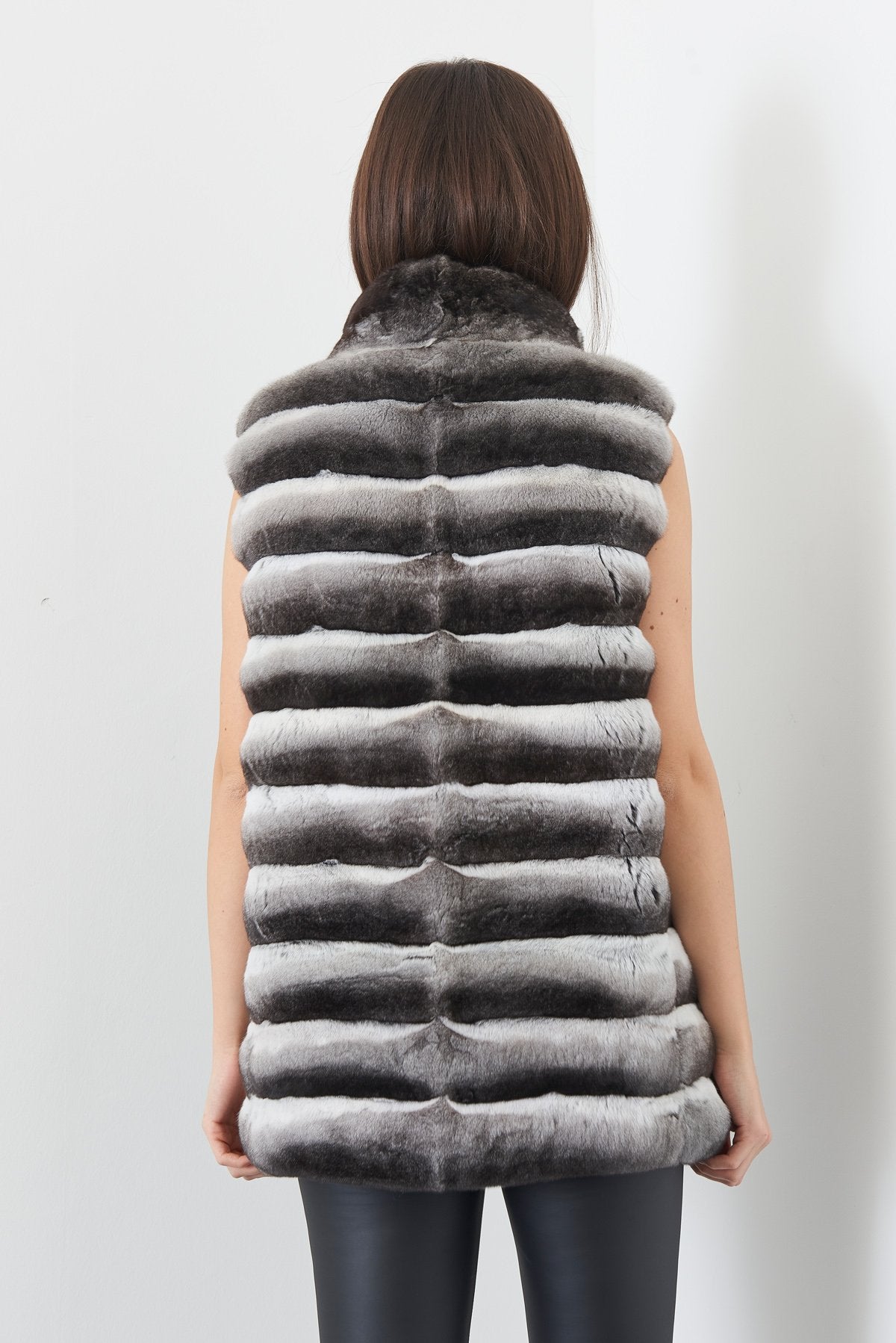 Grey Long Chinchilla Fur Vest