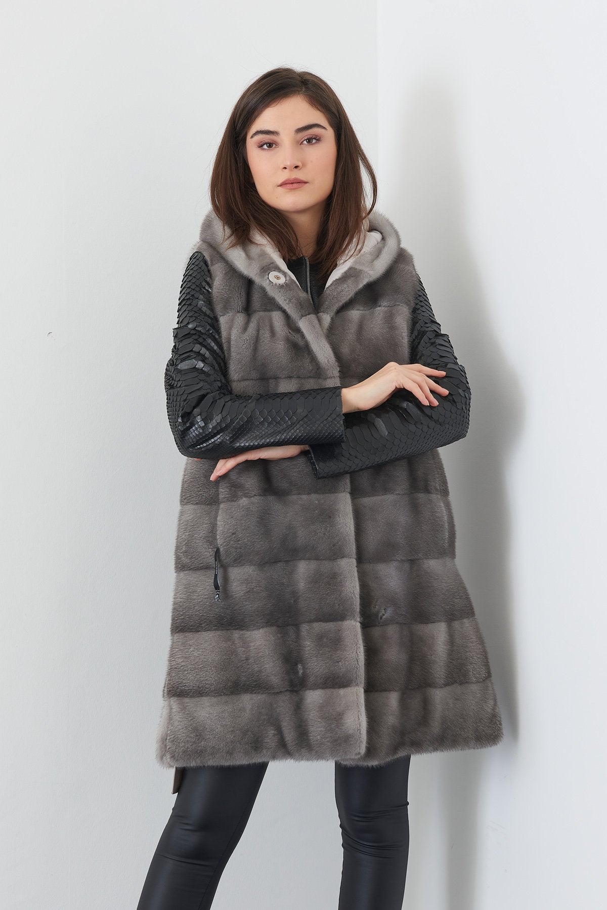 Grey Long Mink Fur Vest