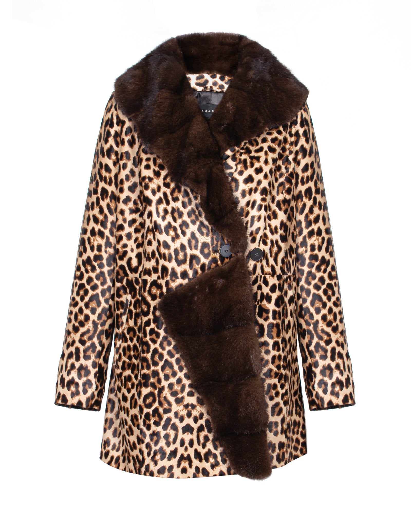 Leopard Long Leather Coat