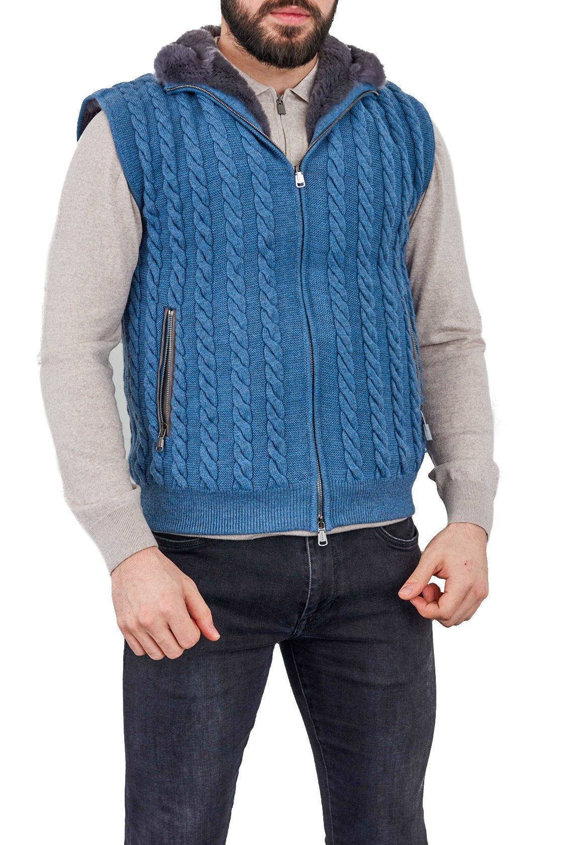 Light Blue Wool Knit Vest