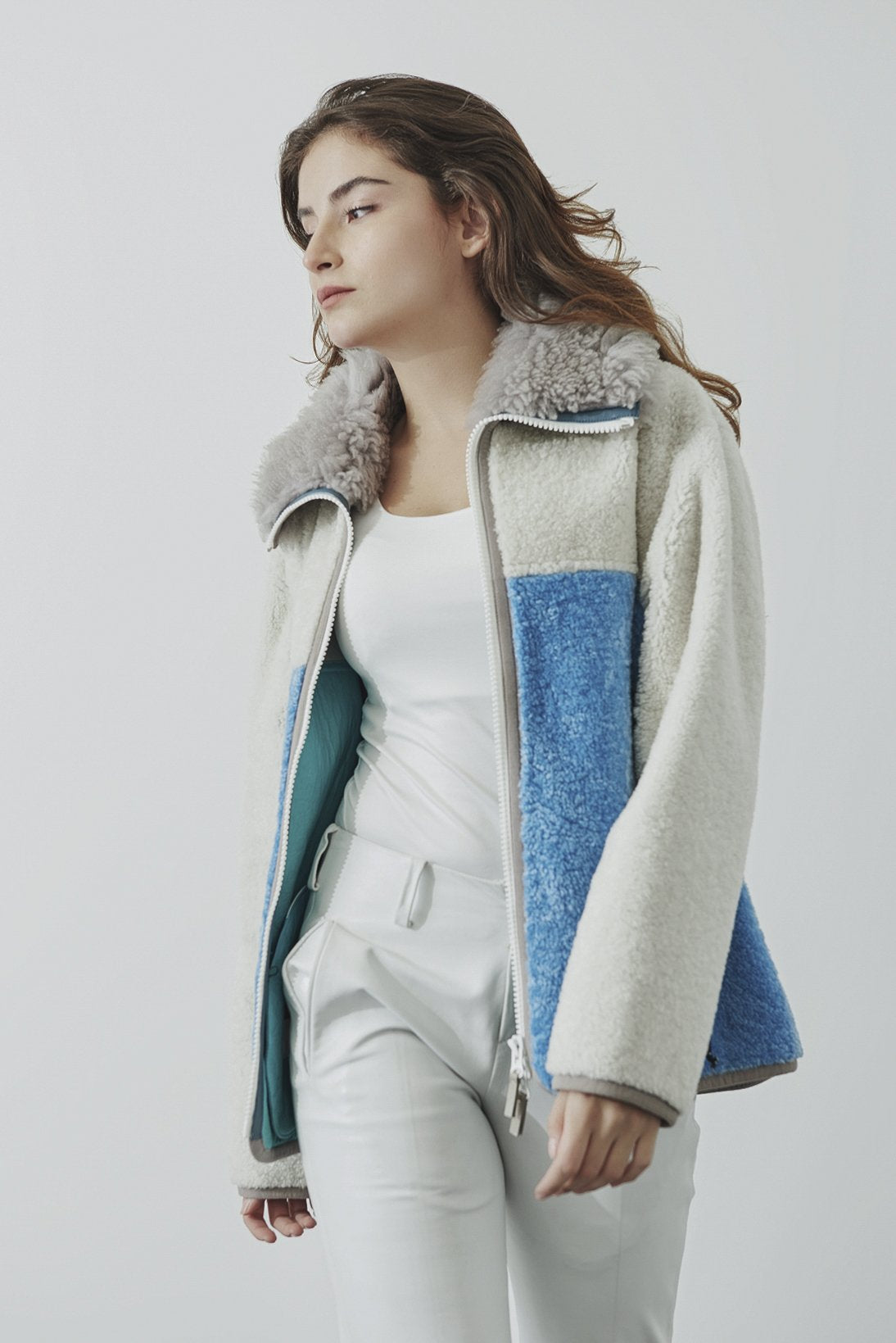 Multicolored Shearling Fur Jacket