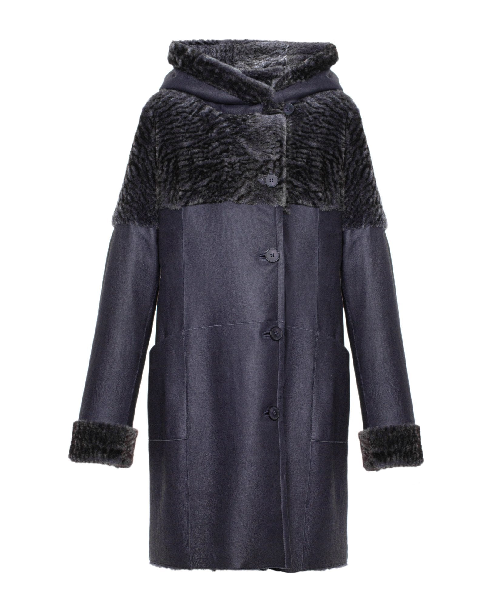 Navy blue shearling on sale coat