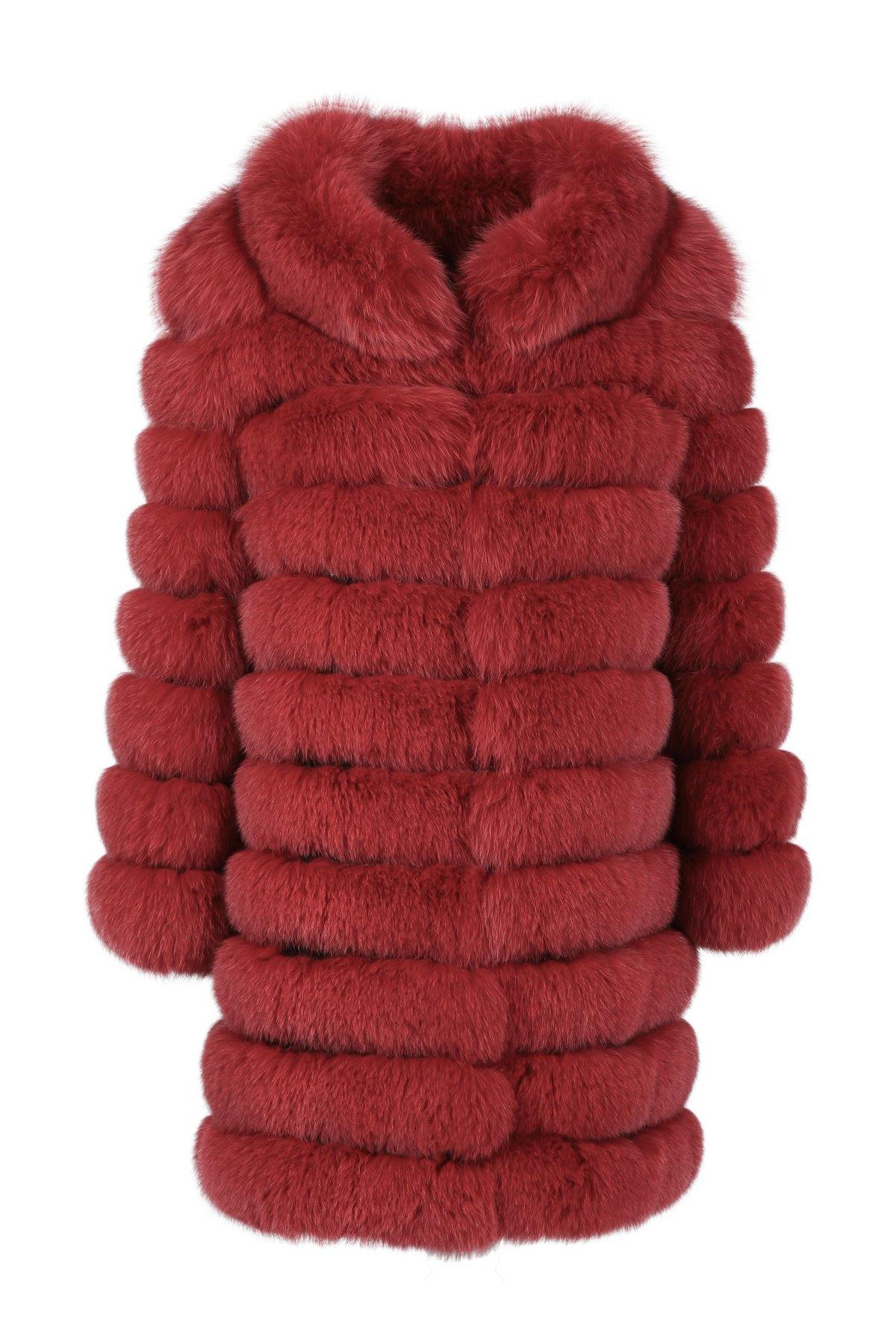 Red Long Fox Fur Coat