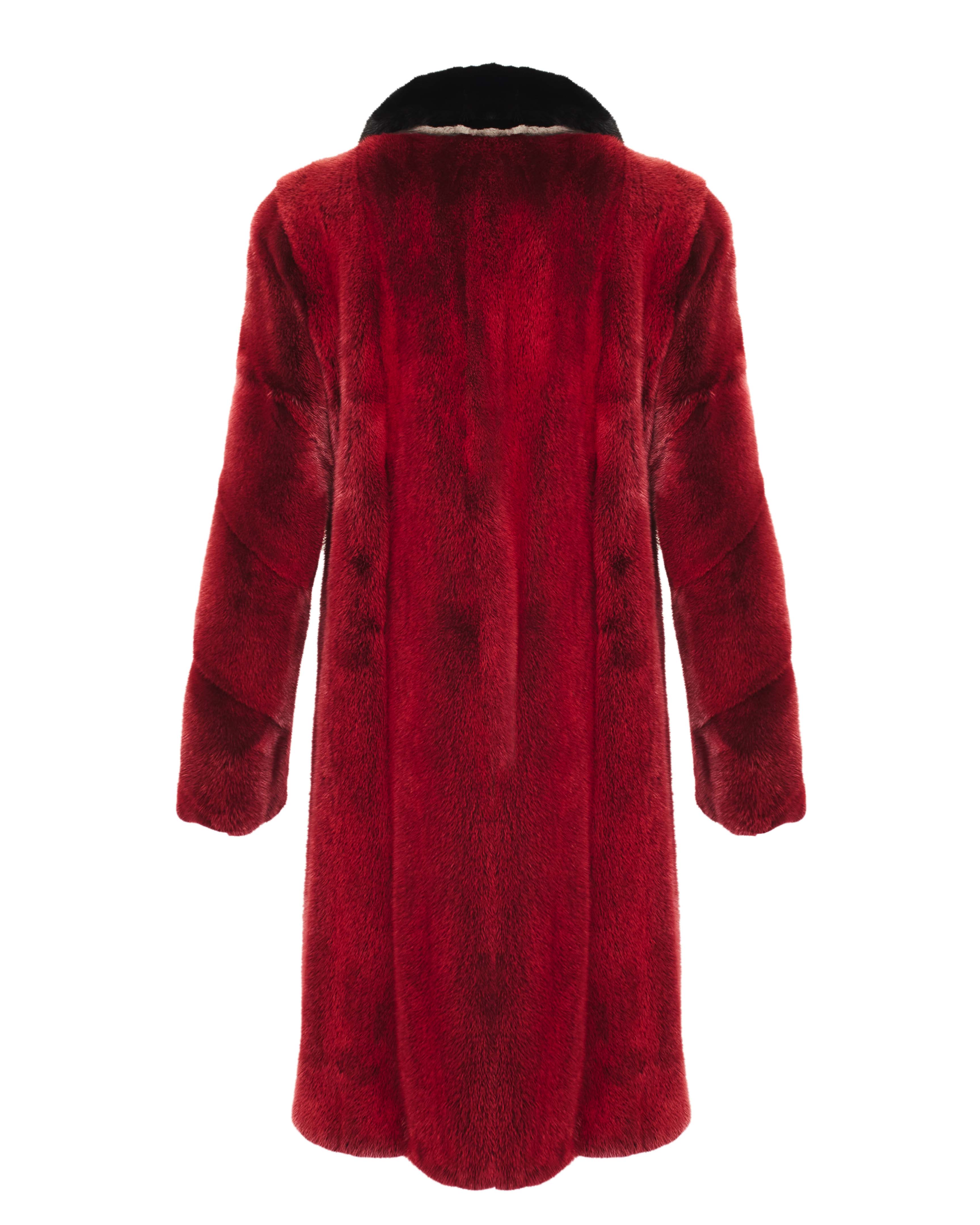 Red Long Mink Fur Coat